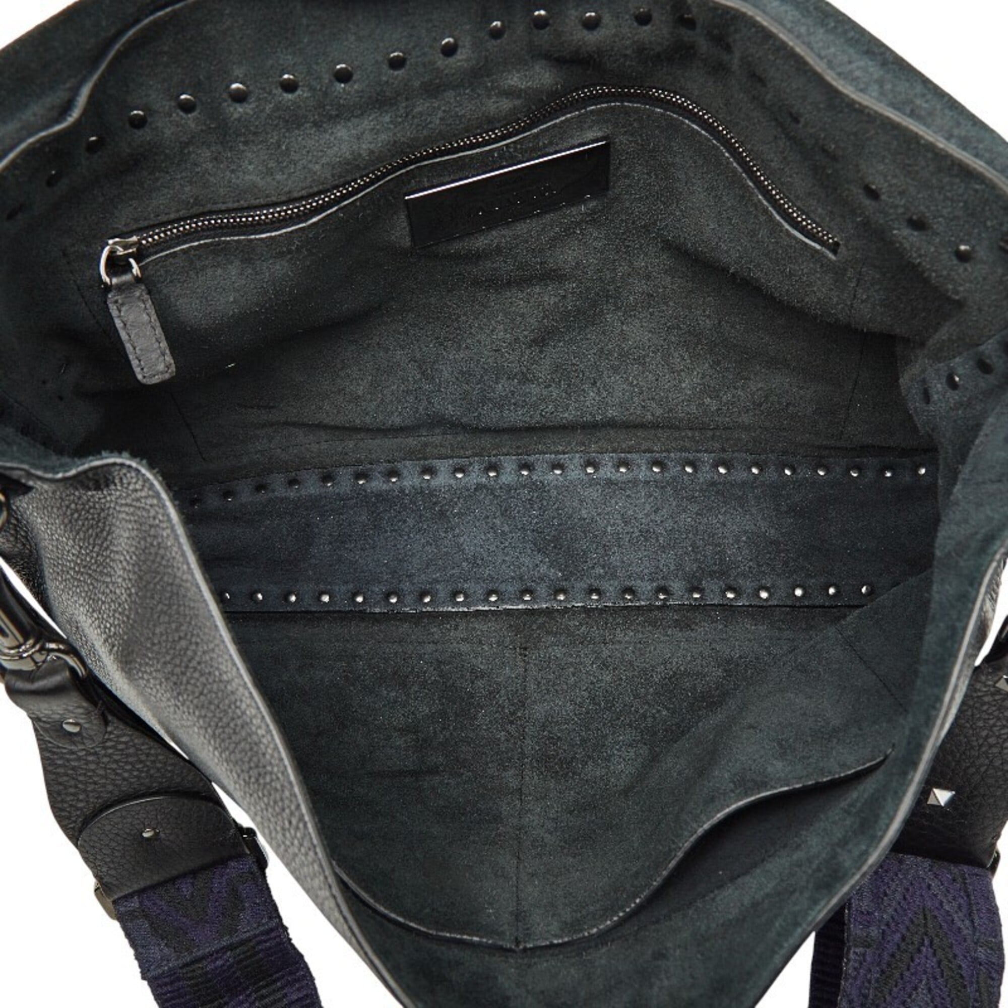 Valentino Black Purple Leather Shoulder Bag (Pre-Owned)