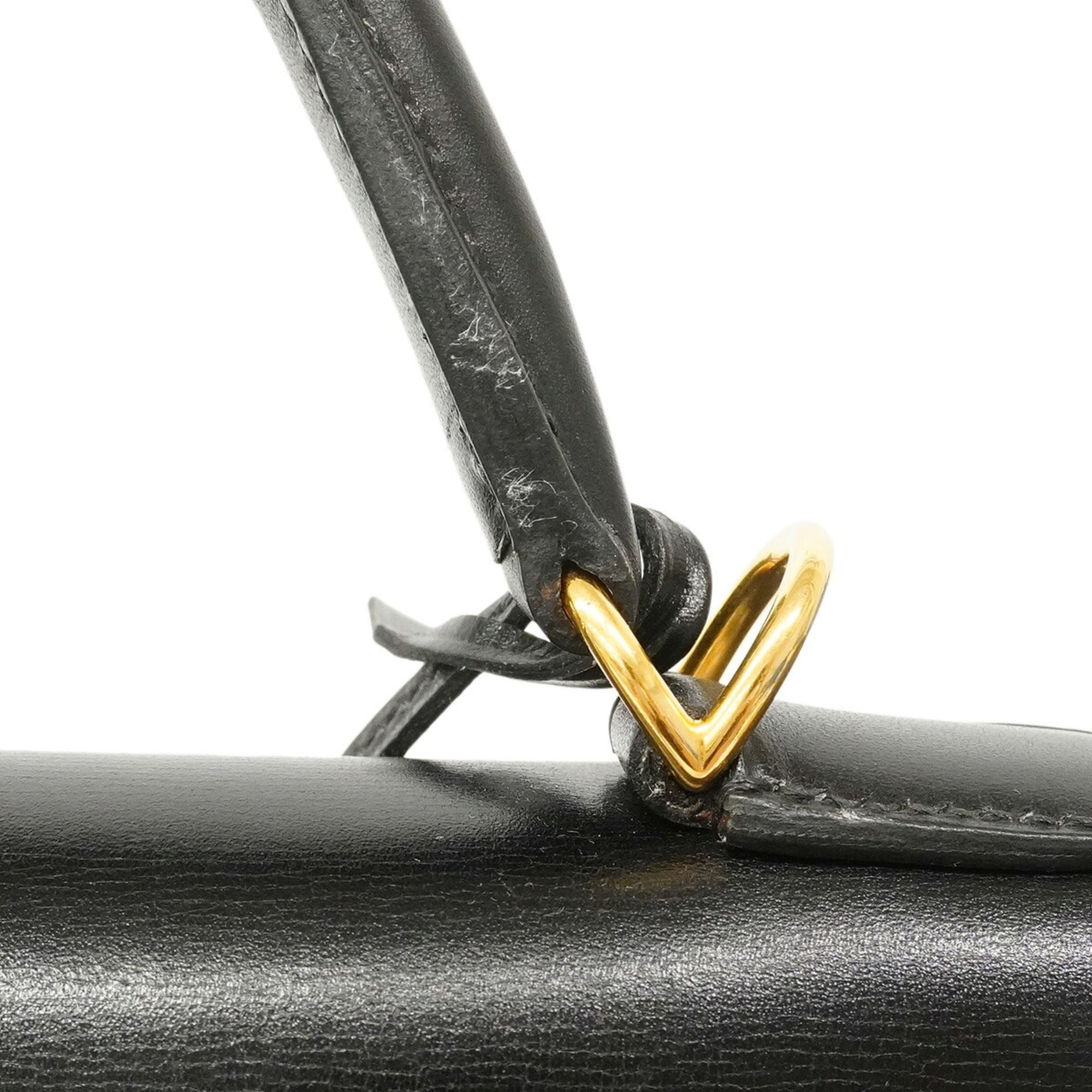 Hermes Black Box Calf Leather Handbag (Pre-Owned)