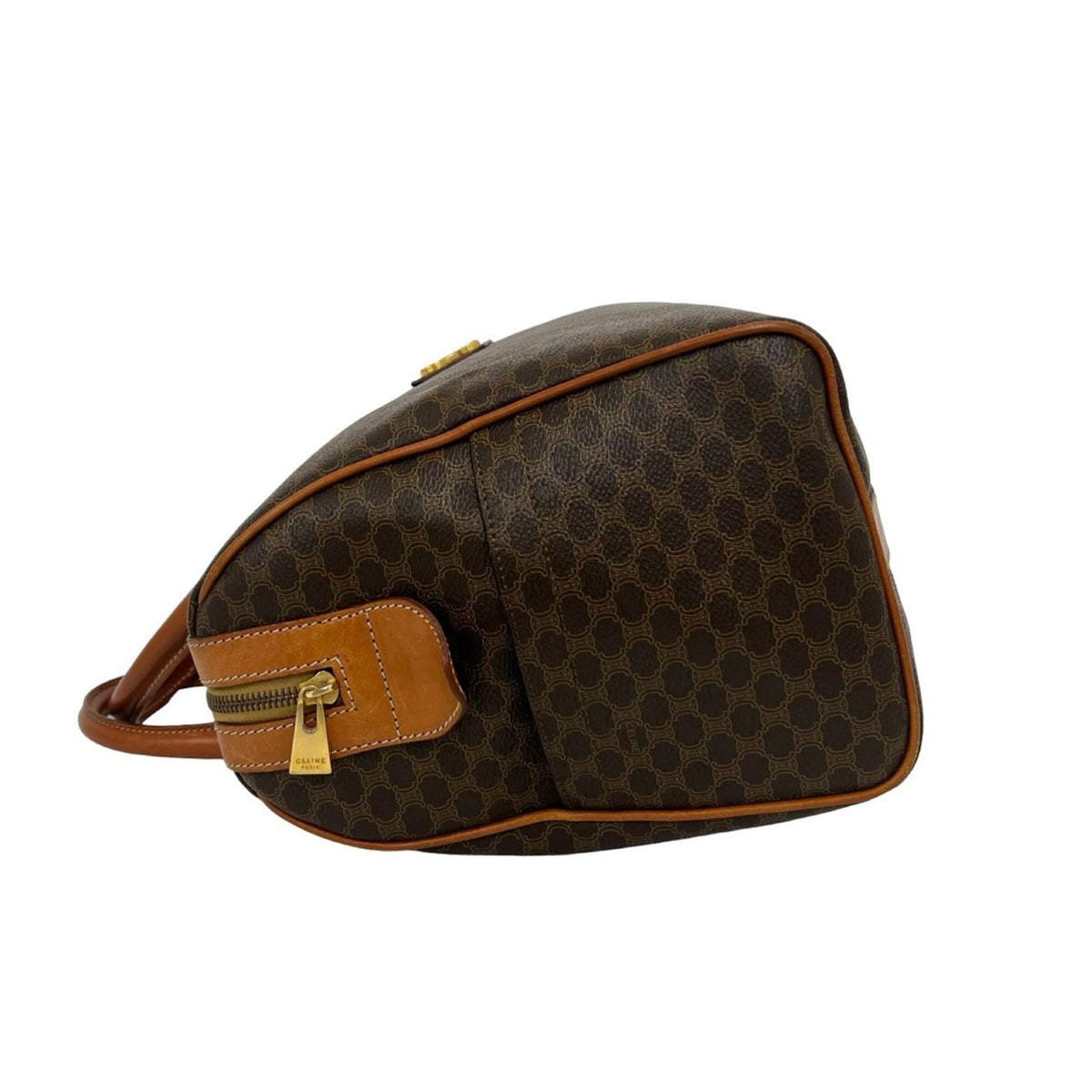 Celine Brown Leather Pvc Boston Bag Handbag (Pre-Owned)