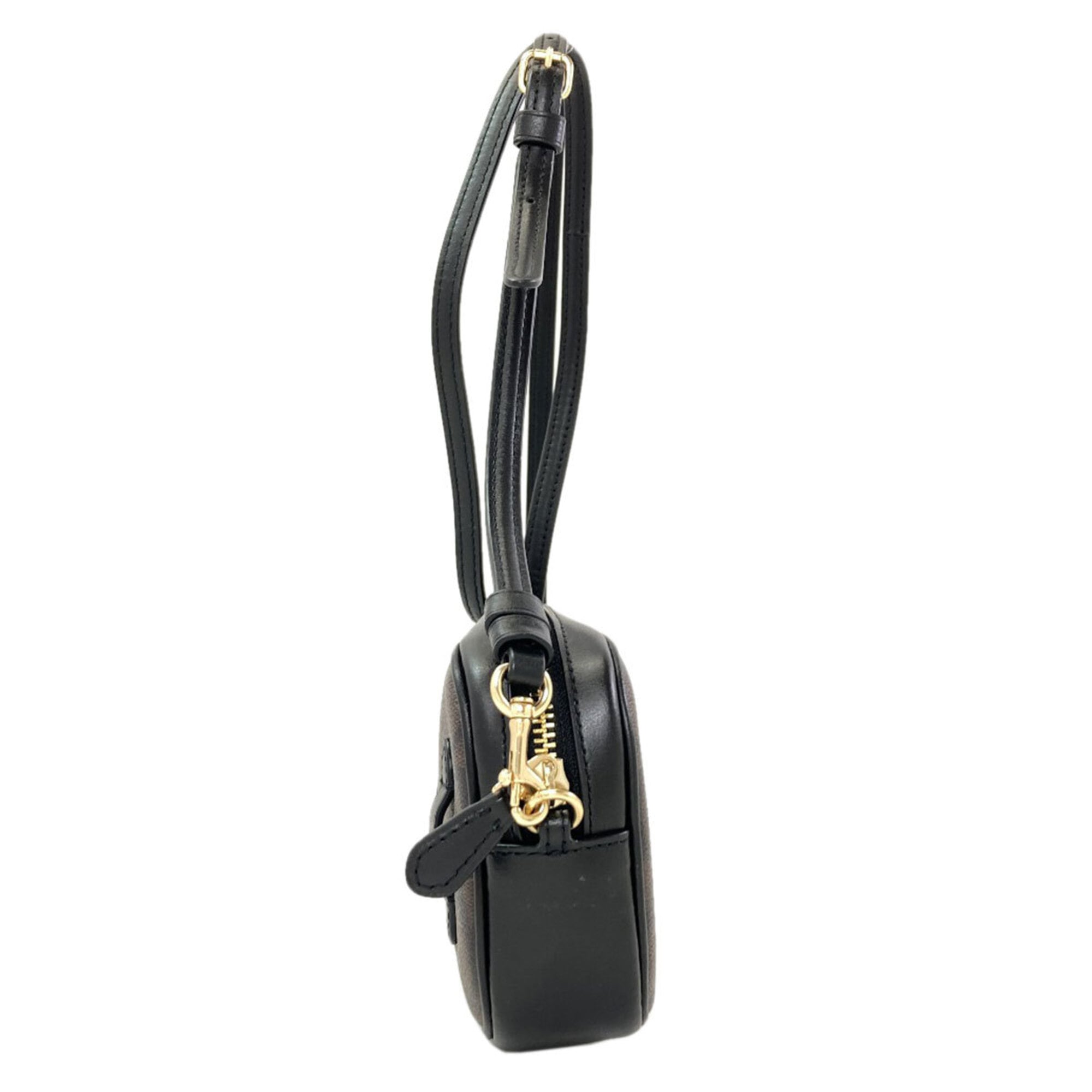 Coach Dark Brown Signature Line Pvc Shoulder Bag (Pre-Owned)