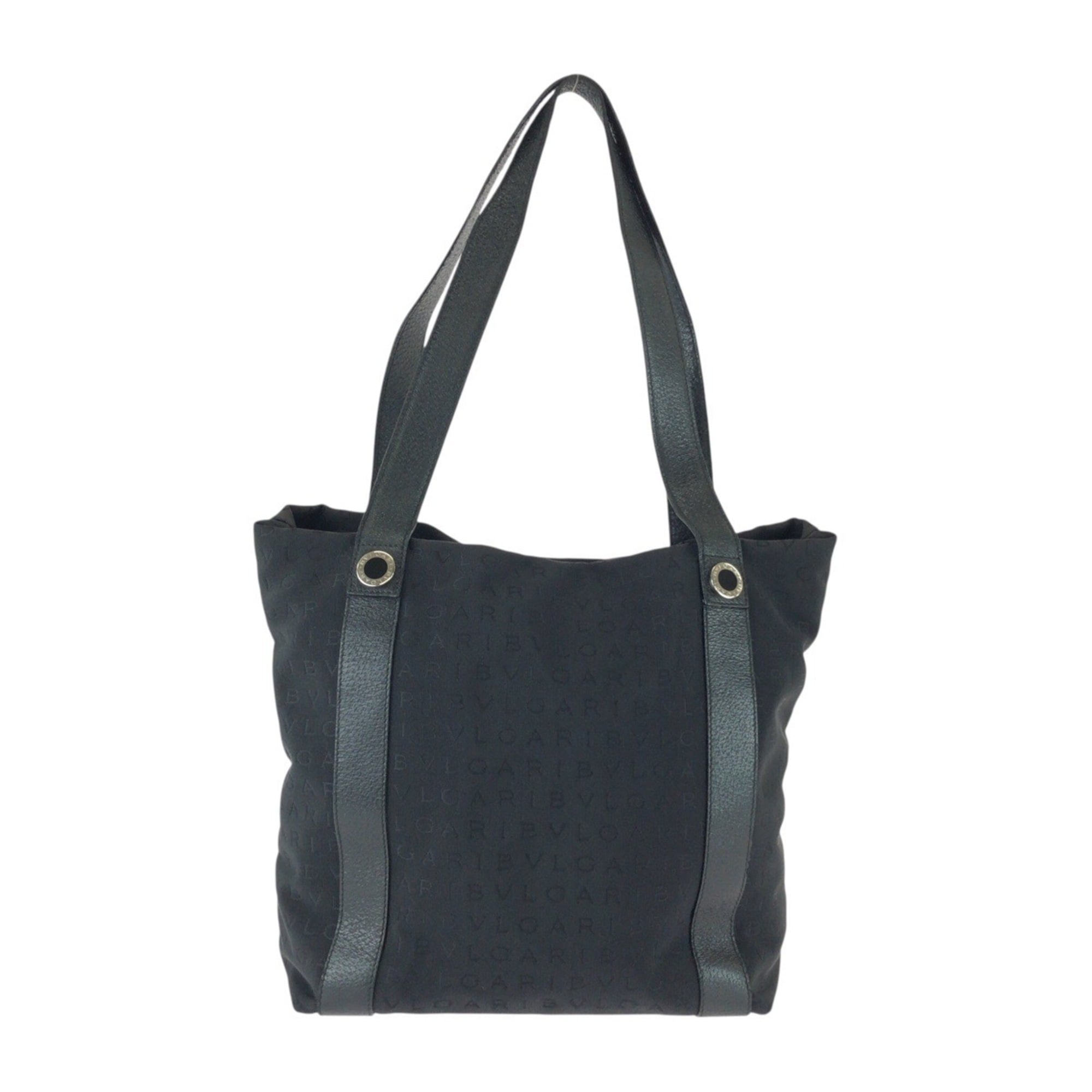 Bvlgari Black Canvas Leather Shoulder Bag Tote Bag (Pre-Owned)
