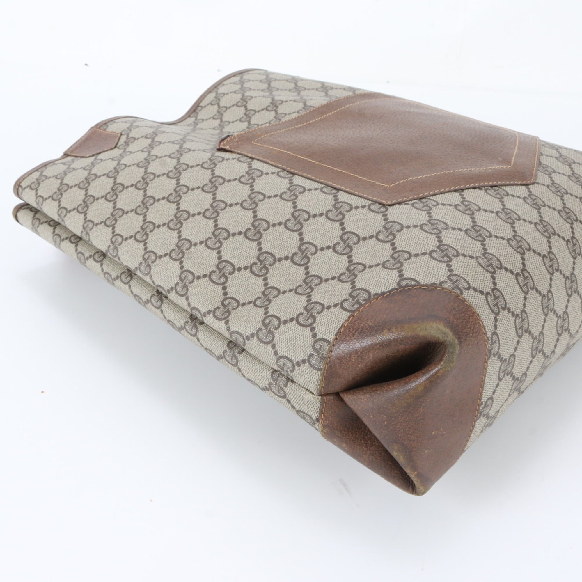 Gucci Brown Leather Coated Canvas Shoulder Bag Tote Bag (Pre-Owned)