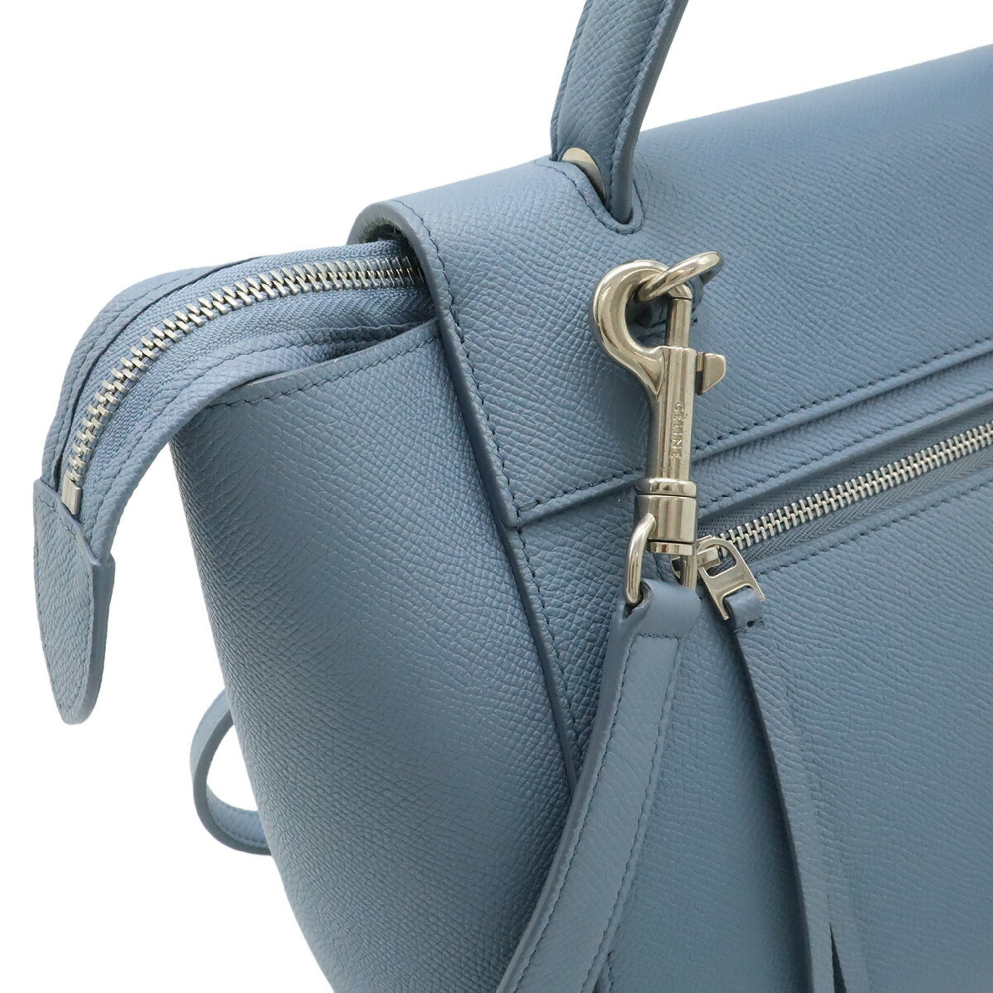 Celine Light Blue Leather Handbag Shoulder Bag (Pre-Owned)