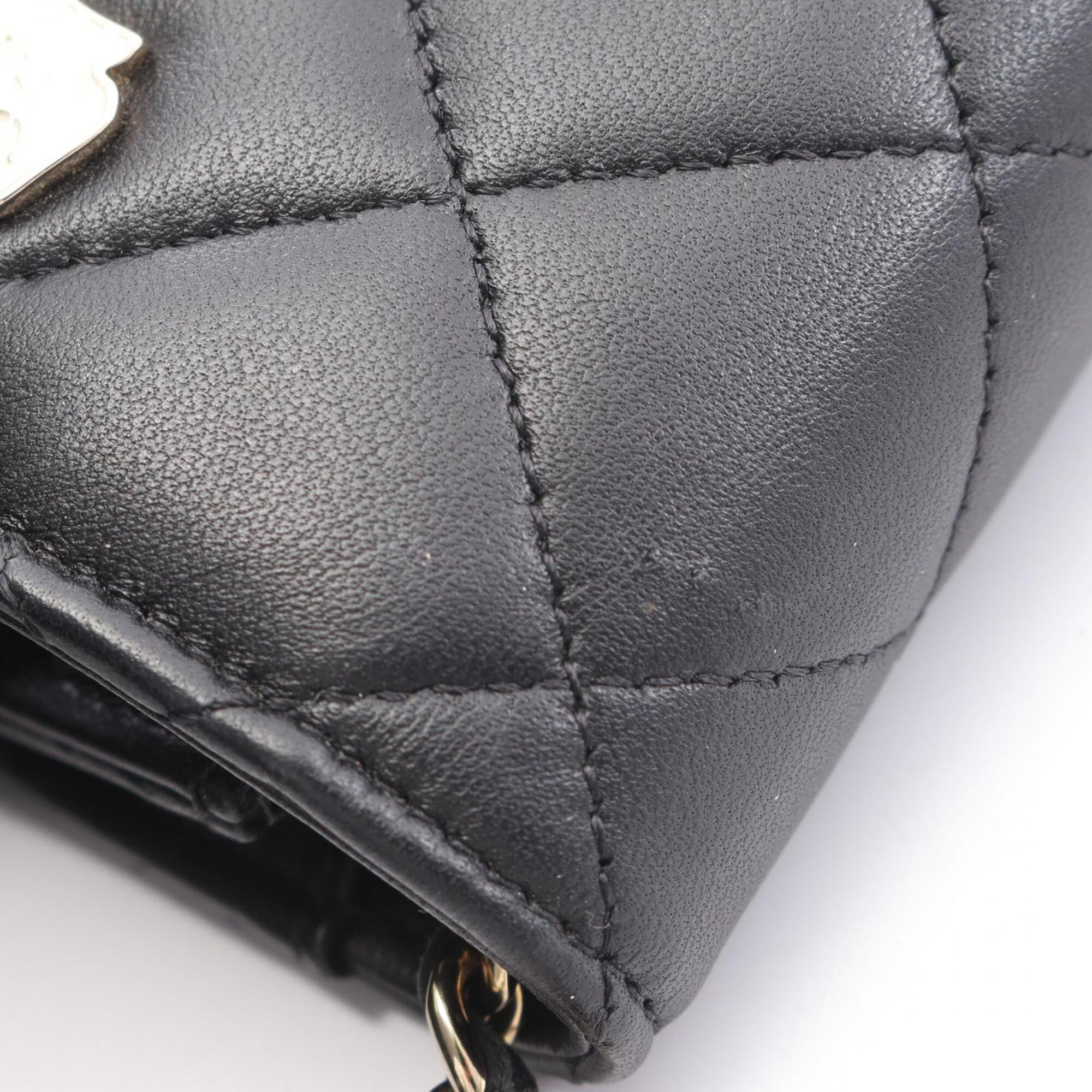 Chanel Black Leather Handbag Shoulder Bag (Pre-Owned)