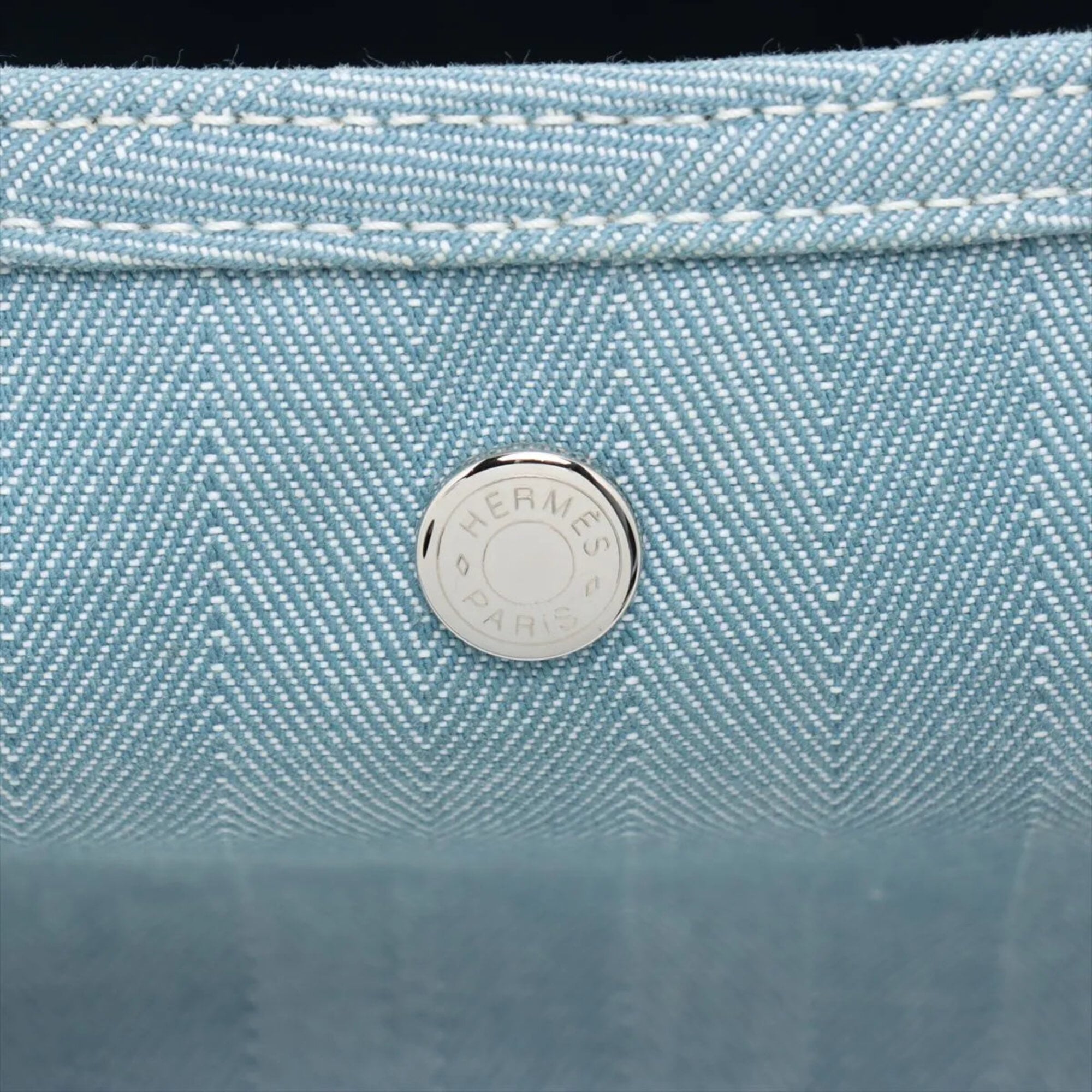 Hermes Blue Jean Leather Canvas Handbag Shoulder Bag Tote Bag (Pre-Owned)