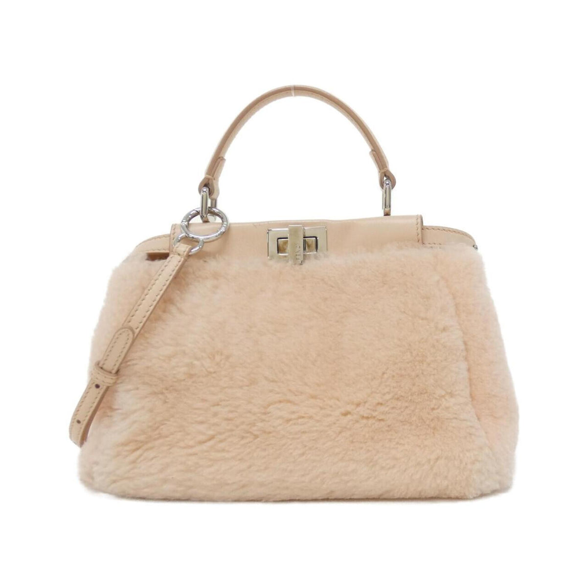 Fendi Light Pink Leather Fur Handbag (Pre-Owned)