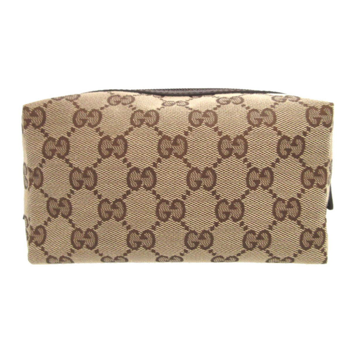 Gucci Beige Brown Gg Canvas Leather Pouch (Pre-Owned)
