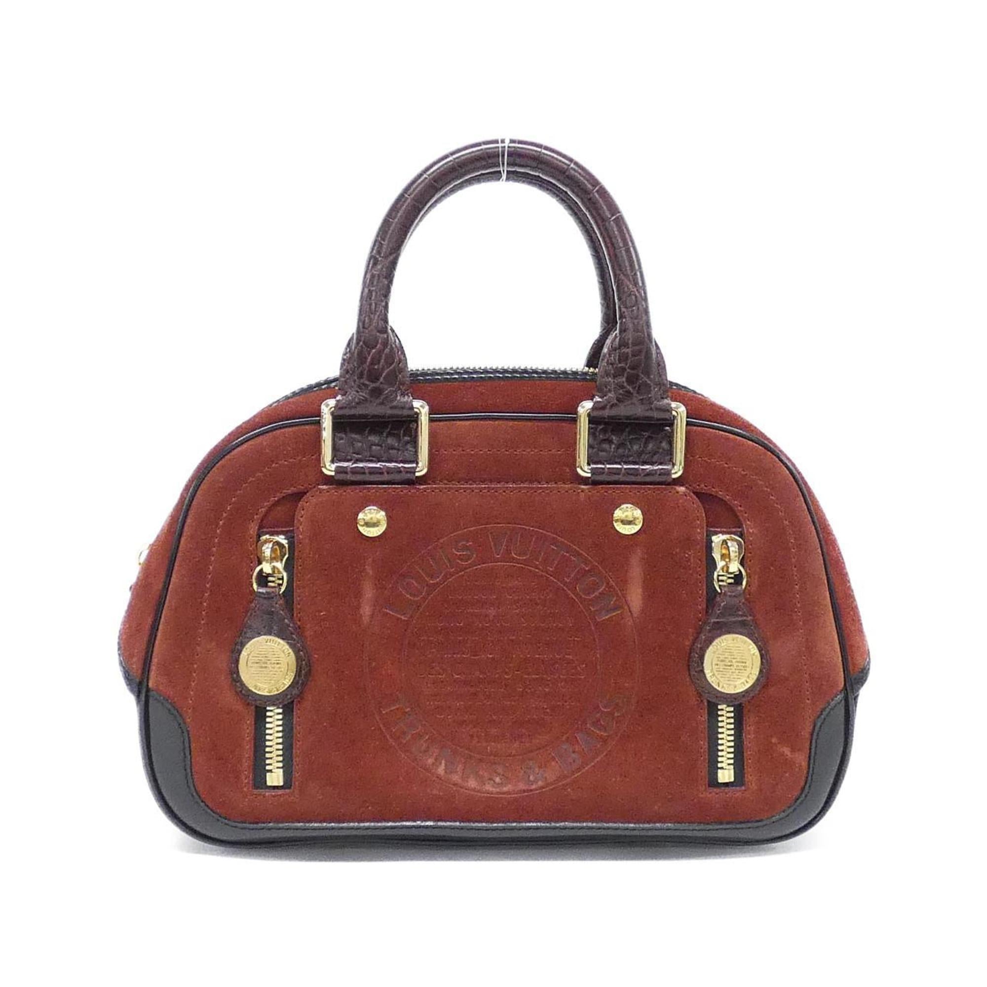Louis Vuitton Brown Red Brown Suede Leather Handbag (Pre-Owned)