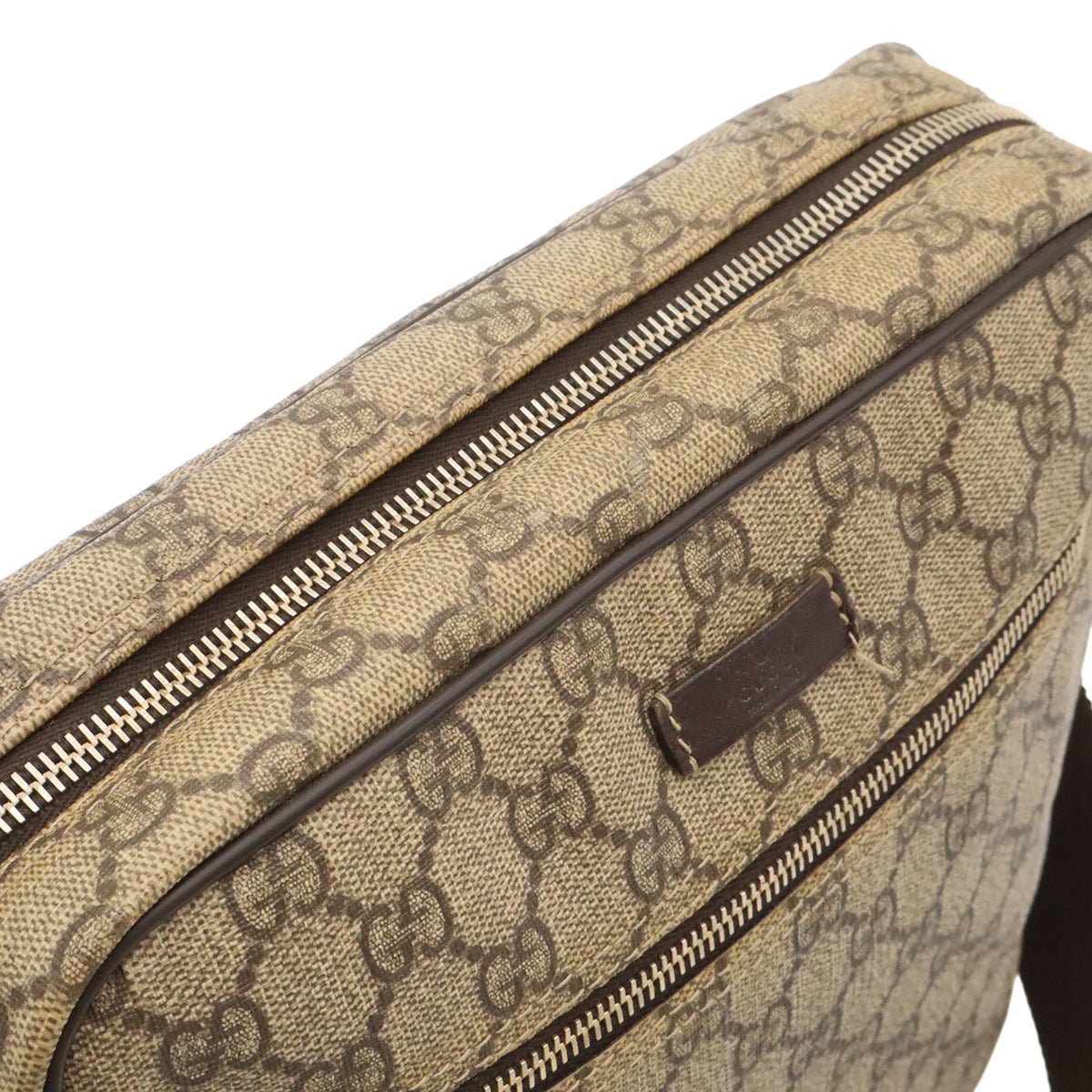 Gucci Gg Plus Beige Dark Brown Khaki Gg Supreme Canvas Pvc Coated Canvas Leather Shoulder Bag (Pre-Owned)