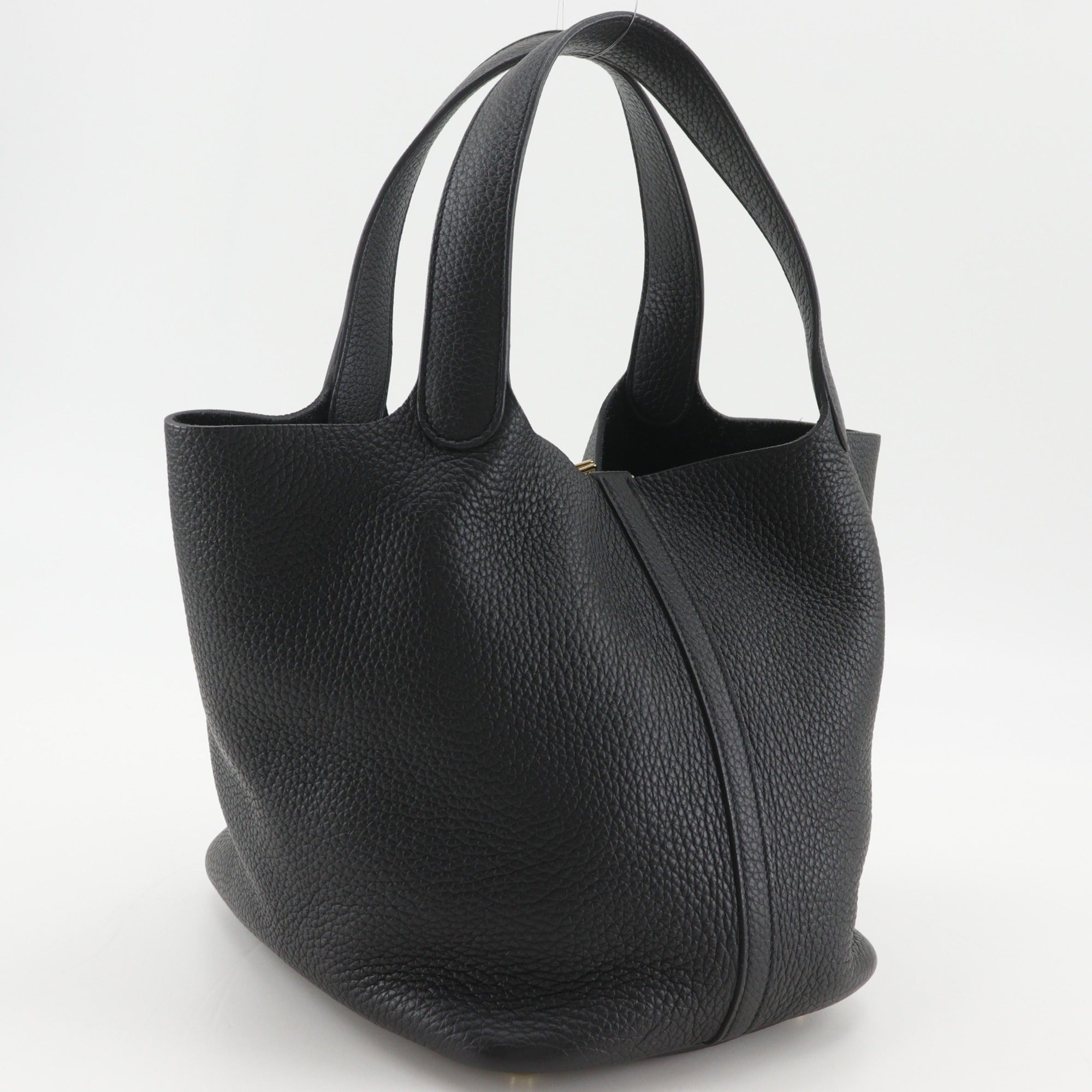 Hermes Picotin Black Taurillon Clemence Leather Handbag (Pre-Owned)