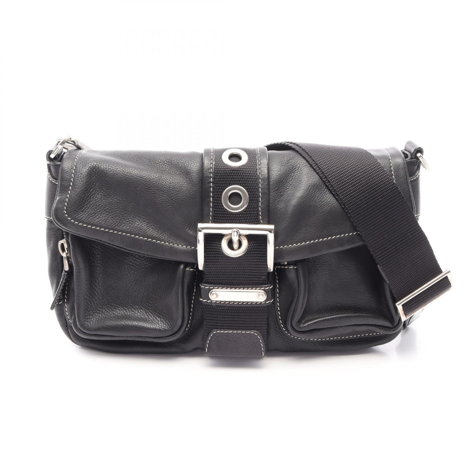 Prada Black Leather Handbag Shoulder Bag (Pre-Owned)