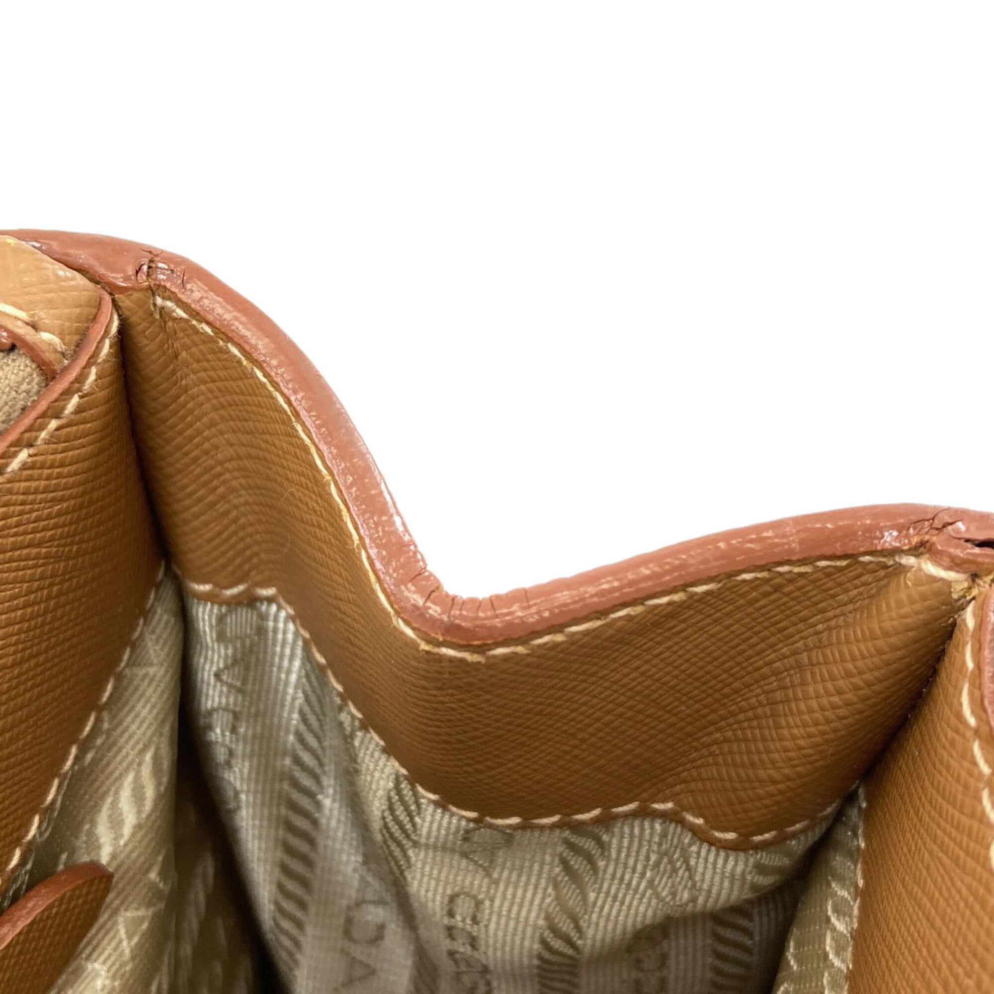 Prada Brown Saffiano Triangle Handbag (Pre-Owned)