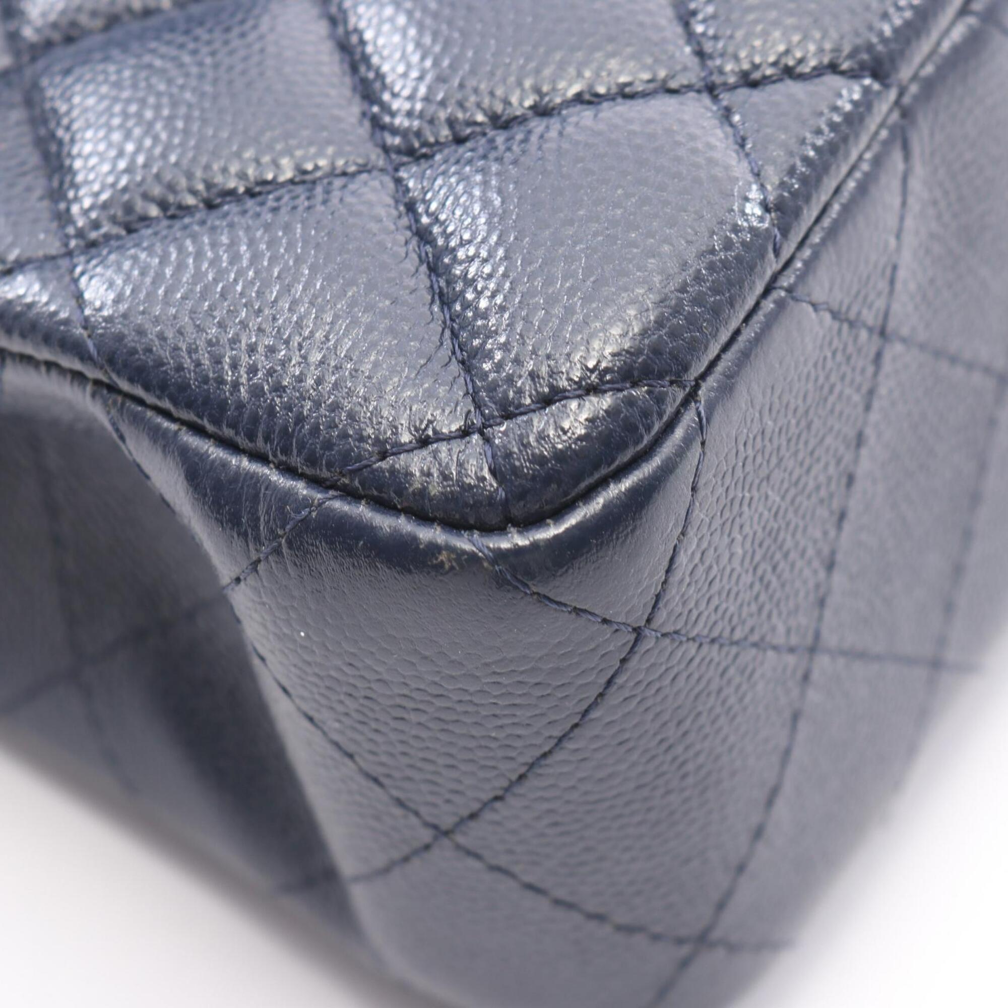 Chanel Navy Grained Calfskin Handbag Shoulder Bag (Pre-Owned)
