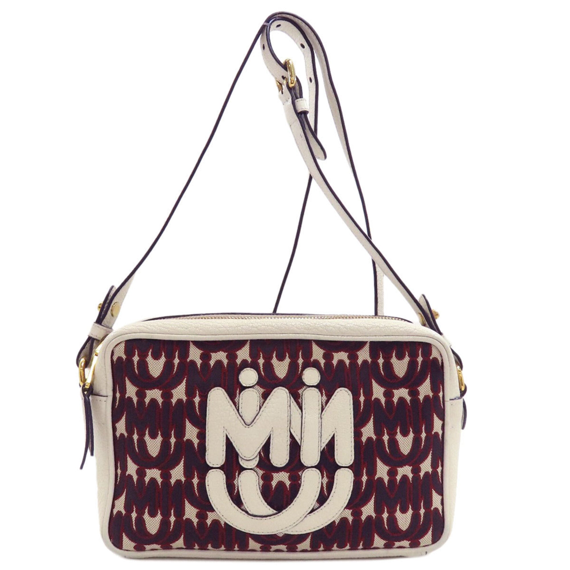 Miu Miu Brown White Leather Shoulder Bag (Pre-Owned)