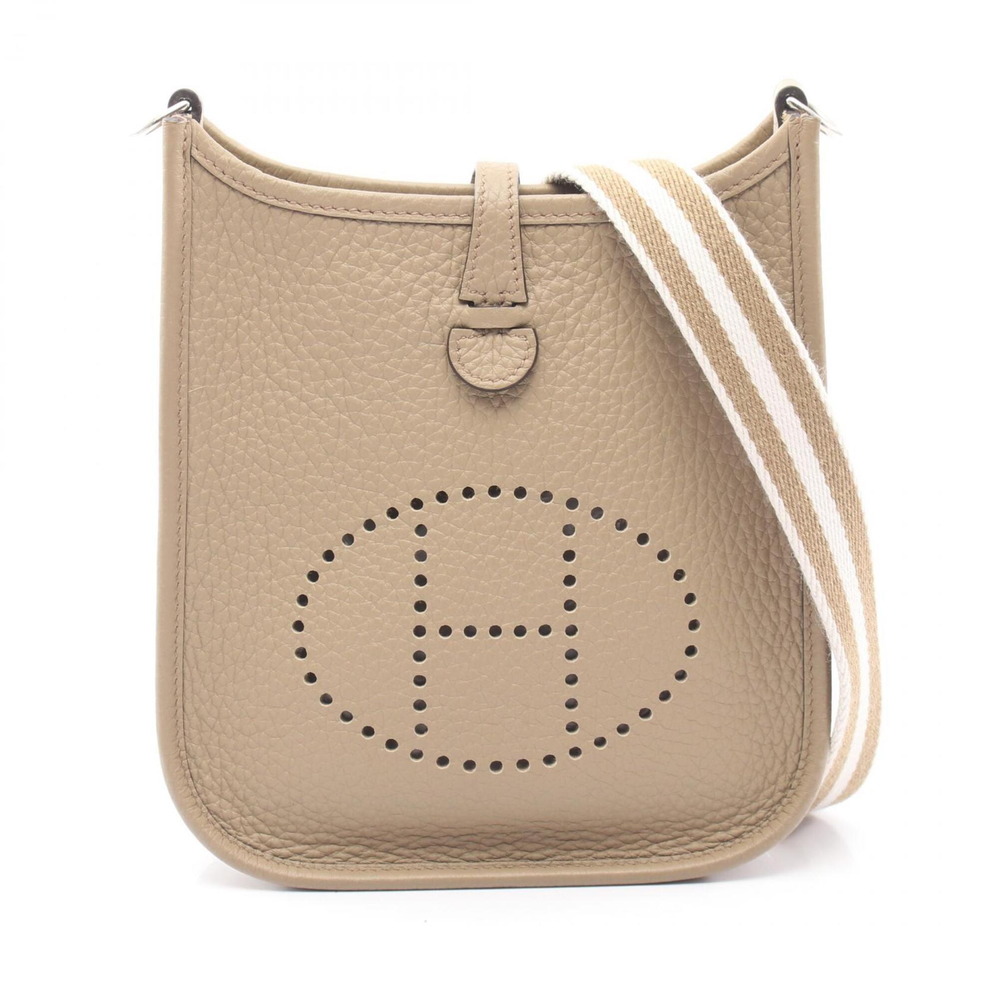 Hermes Beige Taurillon Clemence Leather Handbag Shoulder Bag (Pre-Owned)