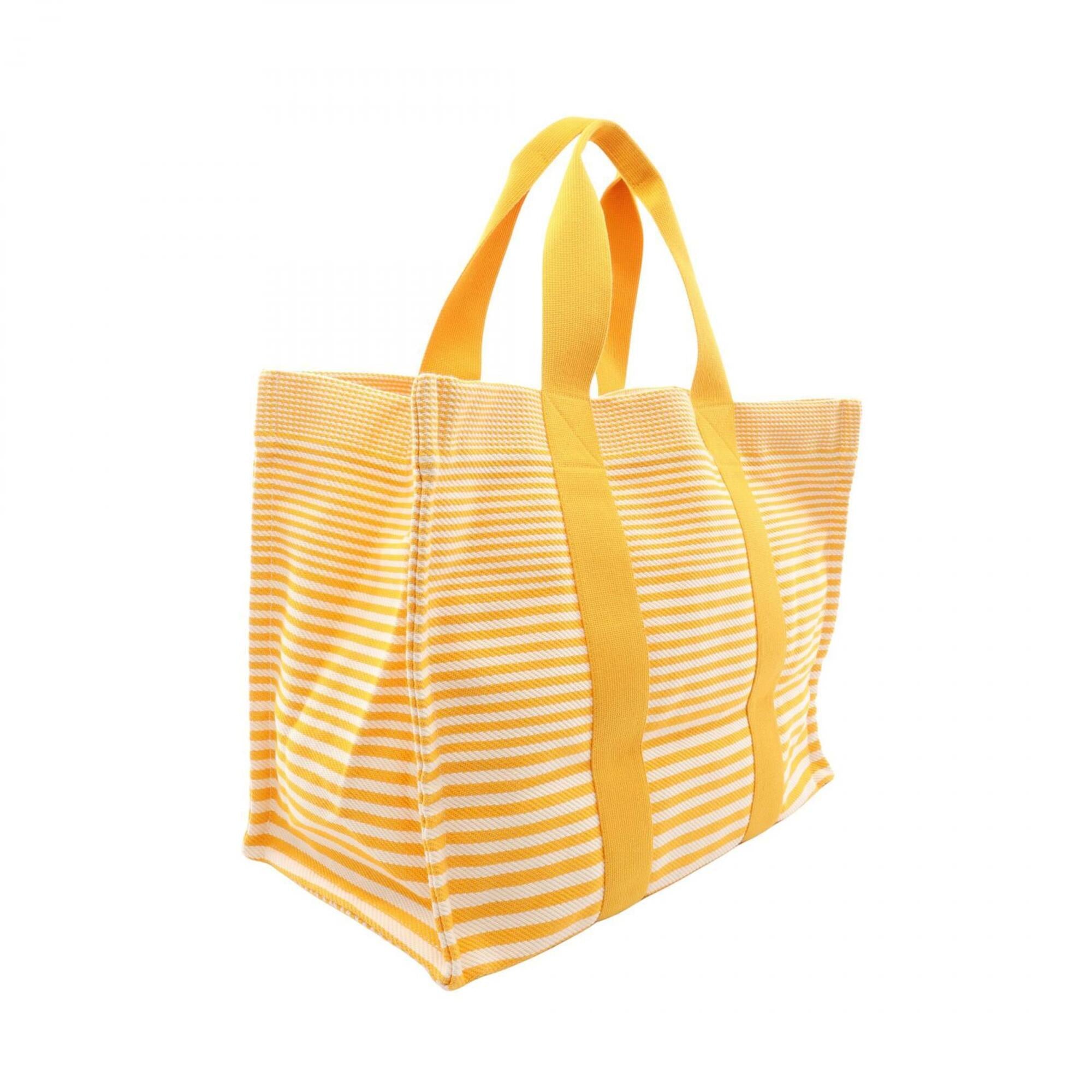Hermes White Yellow Canvas Handbag Tote Bag (Pre-Owned)