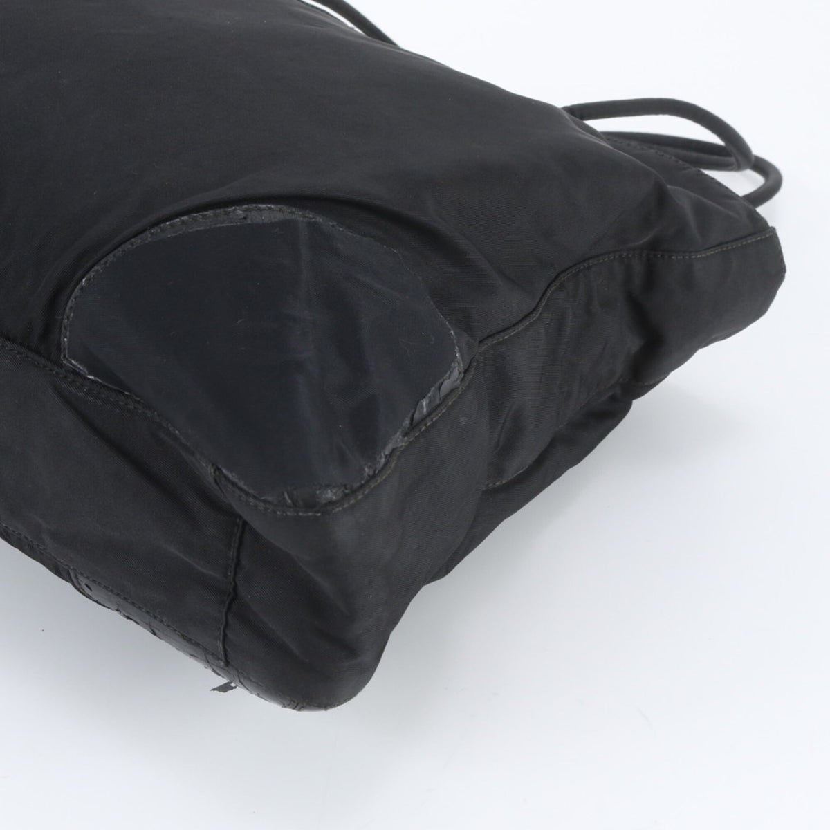 Prada Black Leather Nylon Shoulder Bag Tote Bag (Pre-Owned)