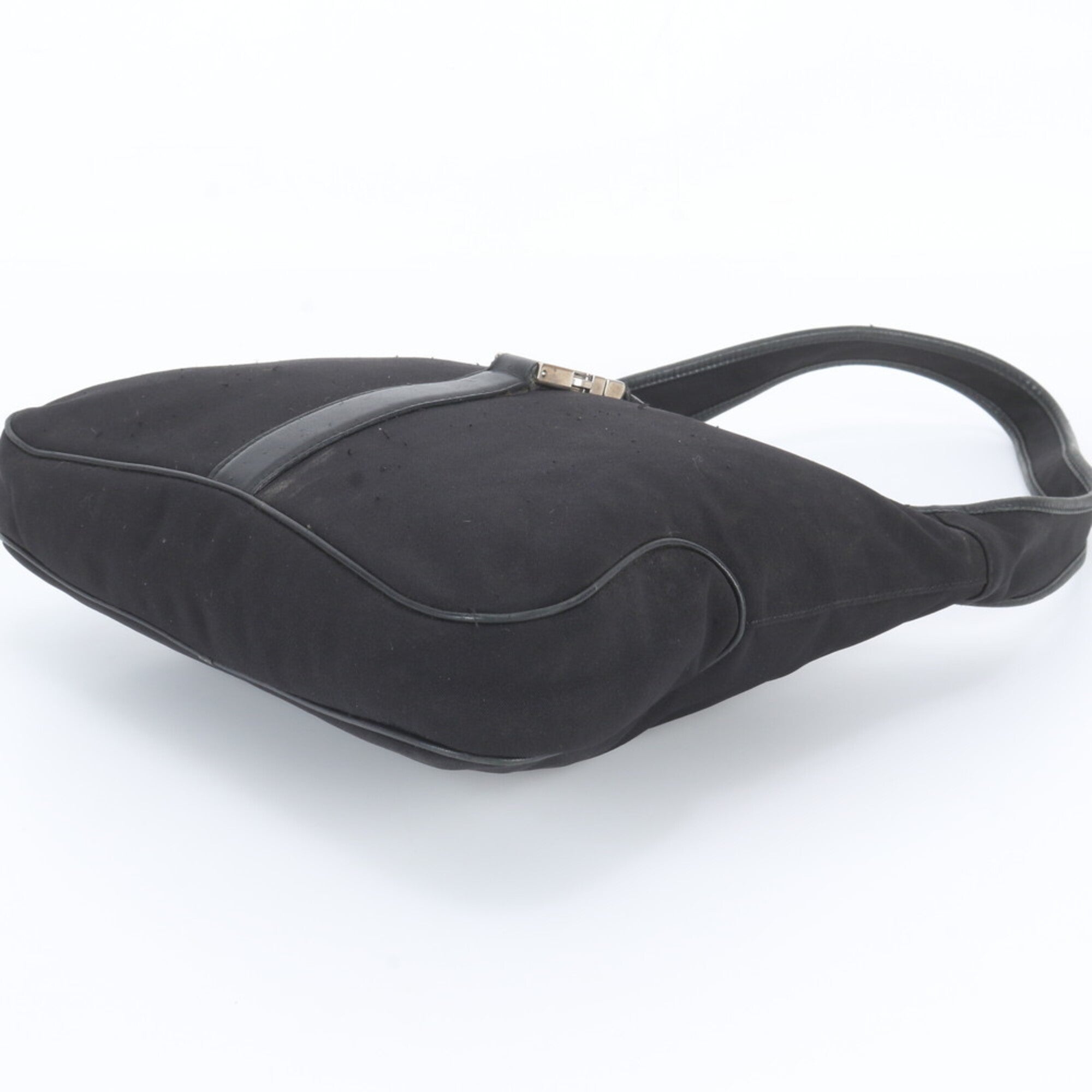 Salvatore Ferragamo Black Leather Canvas Handbag Shoulder Bag Tote Bag (Pre-Owned)