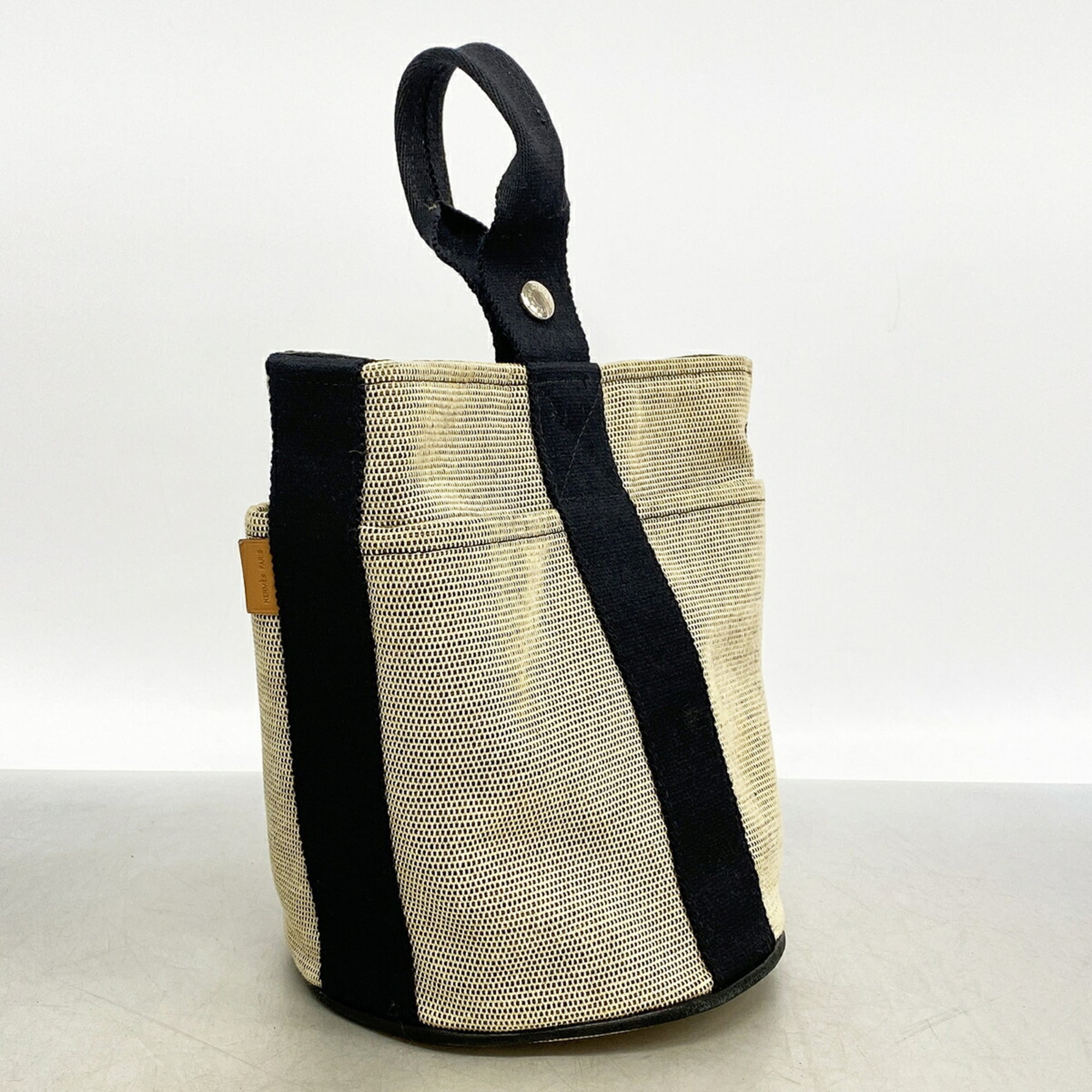 Hermes Black Gray Toile H Handbag (Pre-Owned)