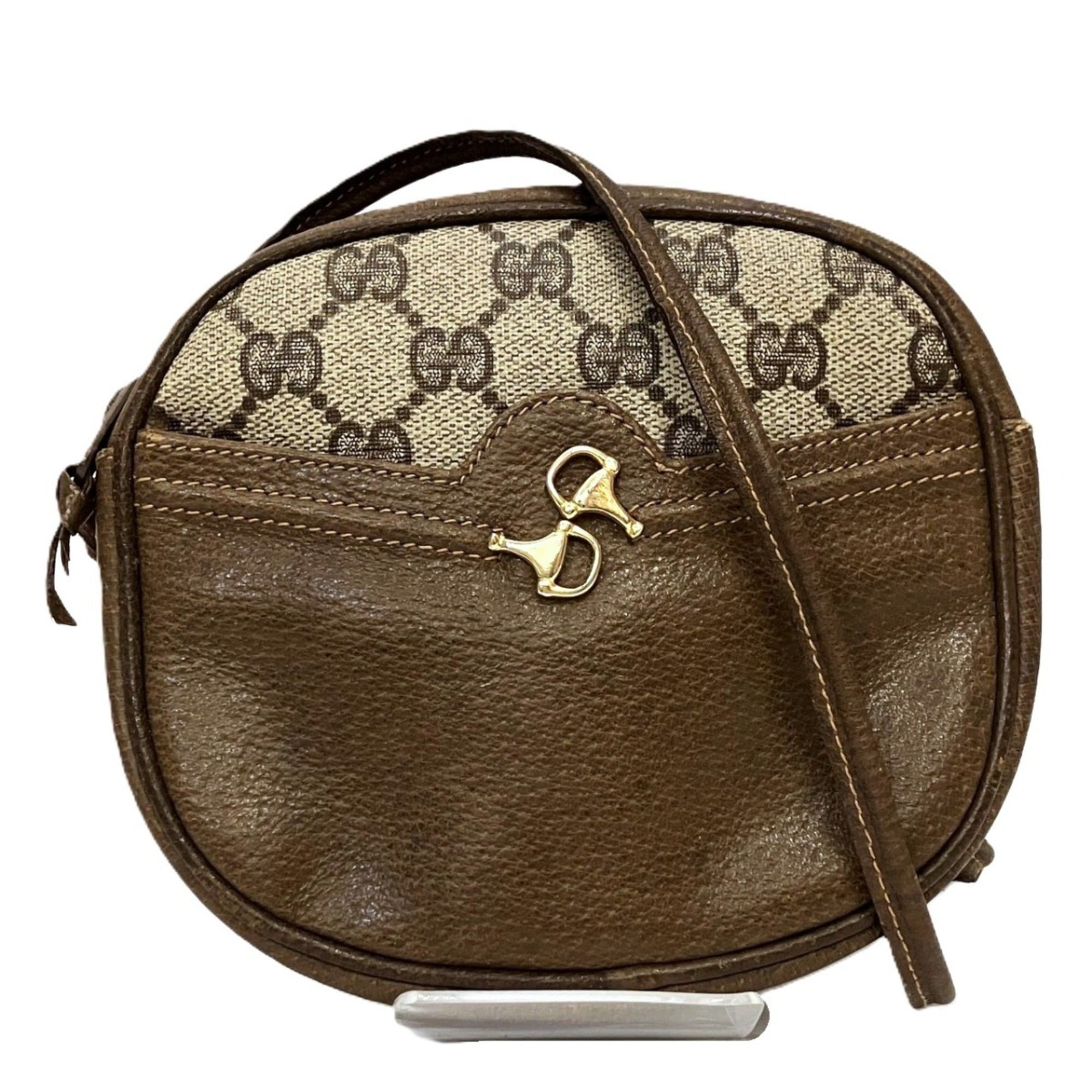 Gucci Horsebit Brown Pvc Leather Shoulder Bag (Pre-Owned)
