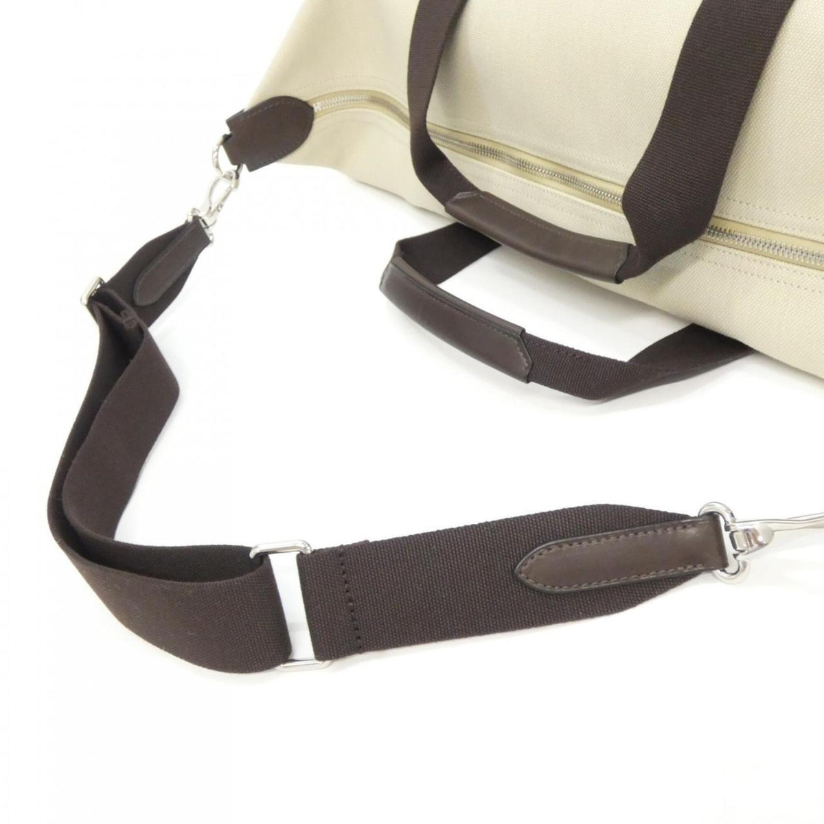 Hermes Beige Feu Canvas Handbag (Pre-Owned)