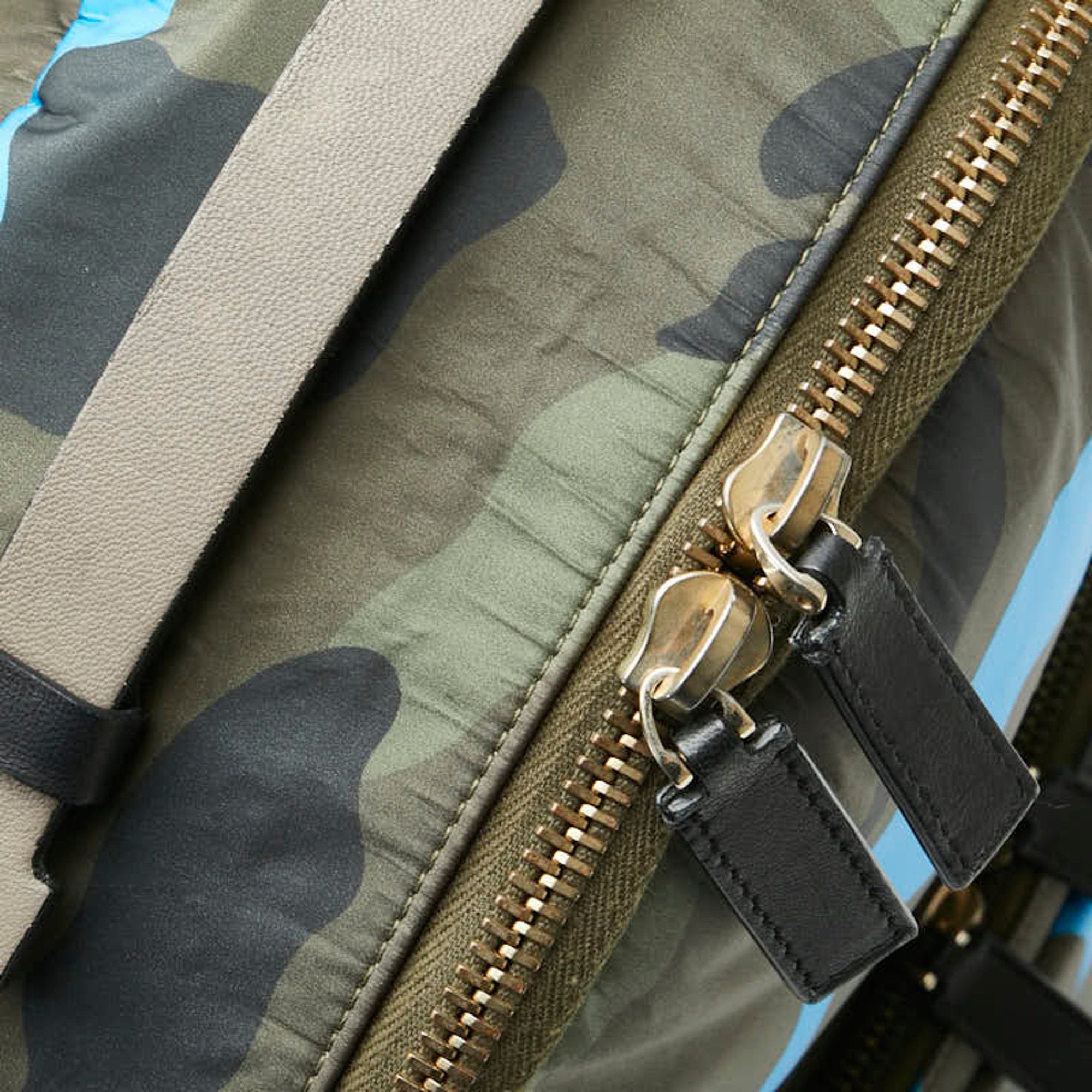Valentino Blue Khaki Nylon Leather Backpack (Pre-Owned)