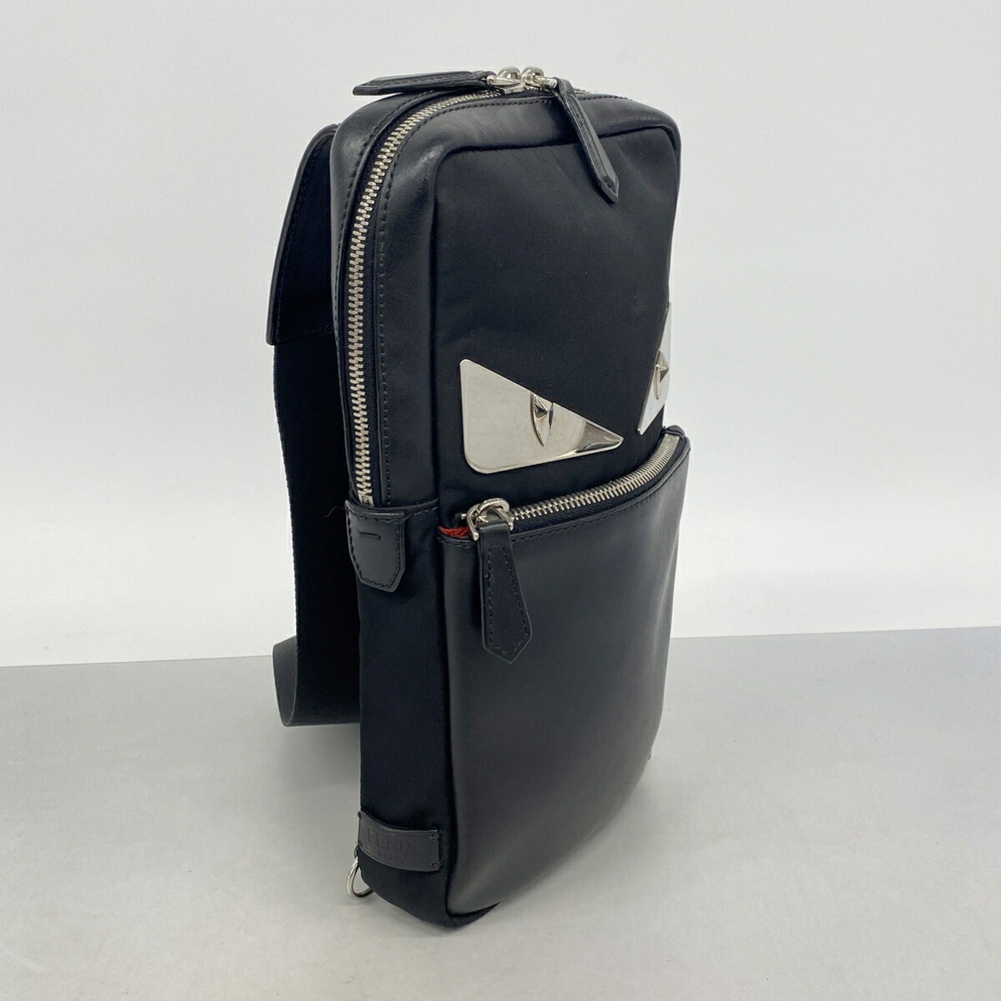Fendi Black Nylon Leather Sling Bag (Pre-Owned)