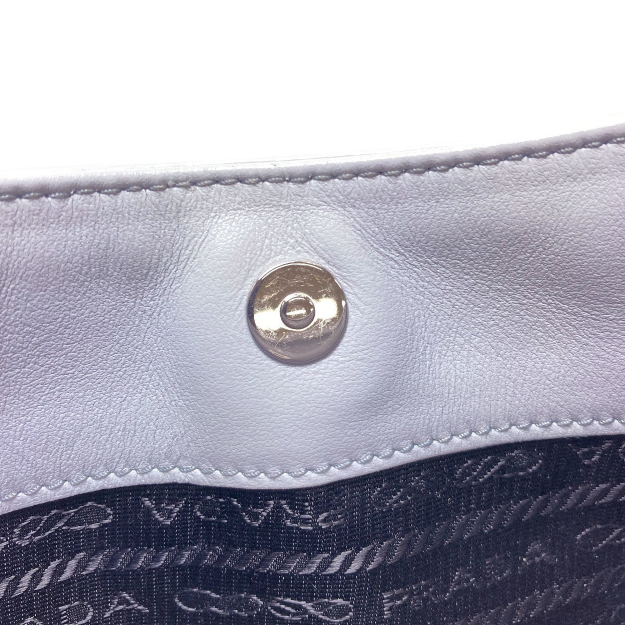 Prada Gray Leather Shoulder Bag (Pre-Owned)