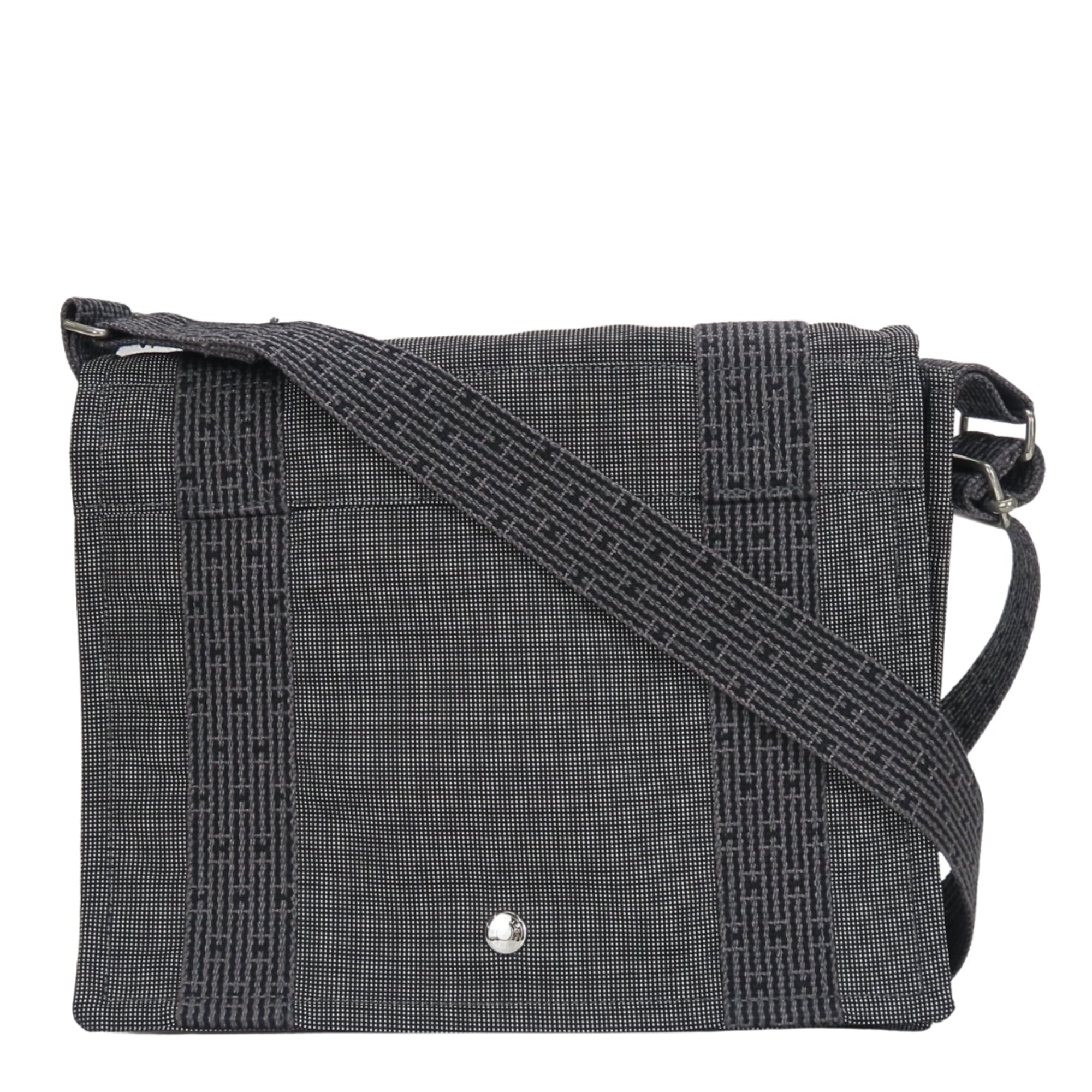 Hermes Her Line Gray Cotton Canvas Shoulder Bag (Pre-Owned)
