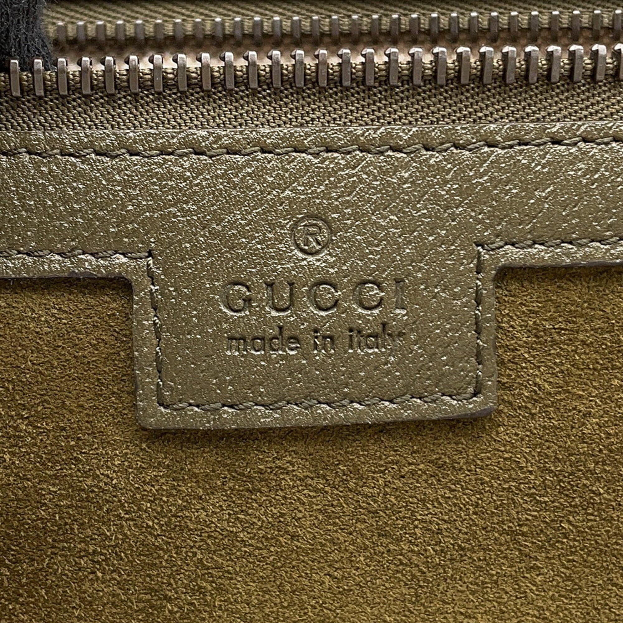 Gucci Ophidia Khaki Suede Handbag Tote Bag (Pre-Owned)