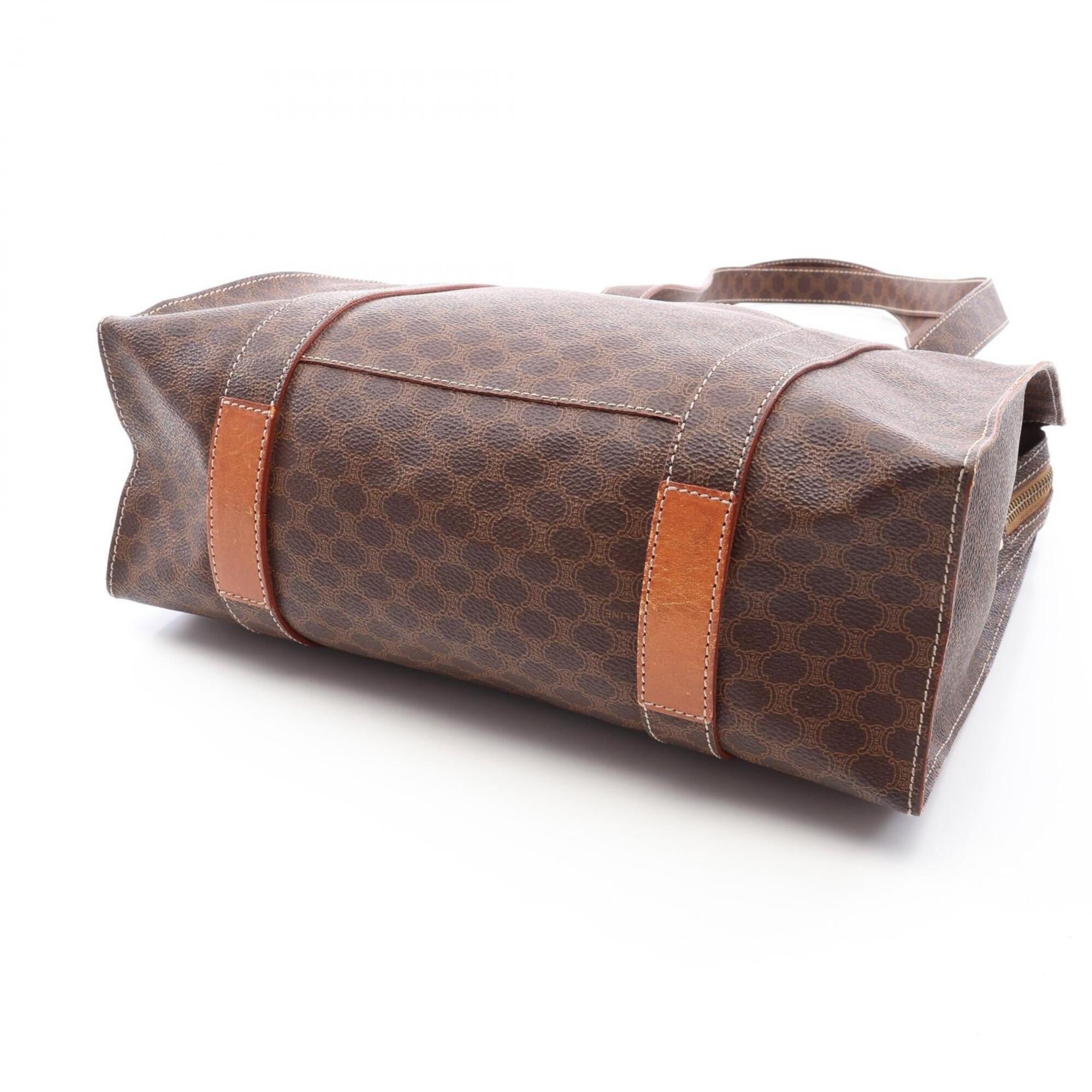 Celine Brown Coated Canvas Leather Handbag Tote Bag (Pre-Owned)