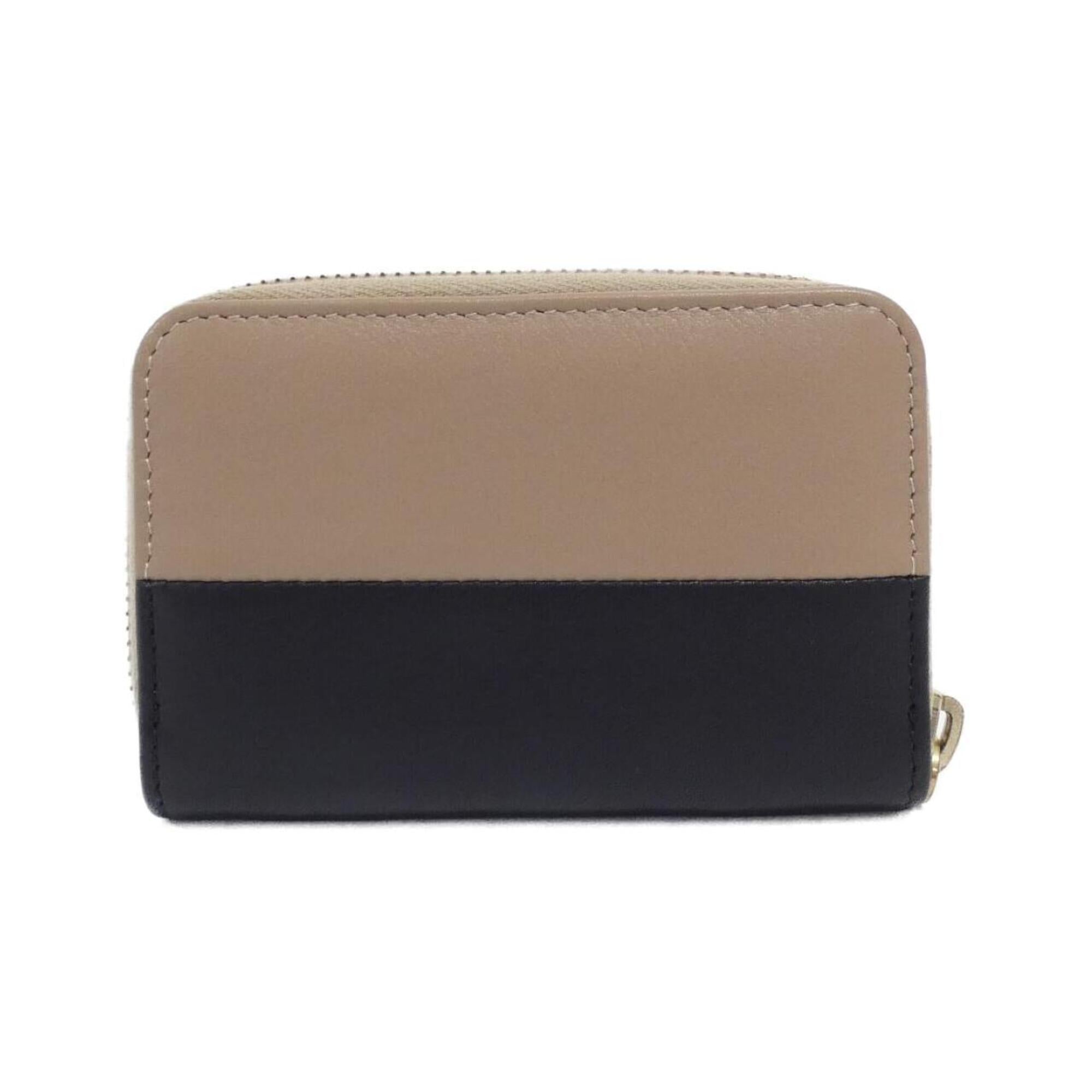 Chanel Beige Black Leather Coin Purse/Coin Case (Pre-Owned)