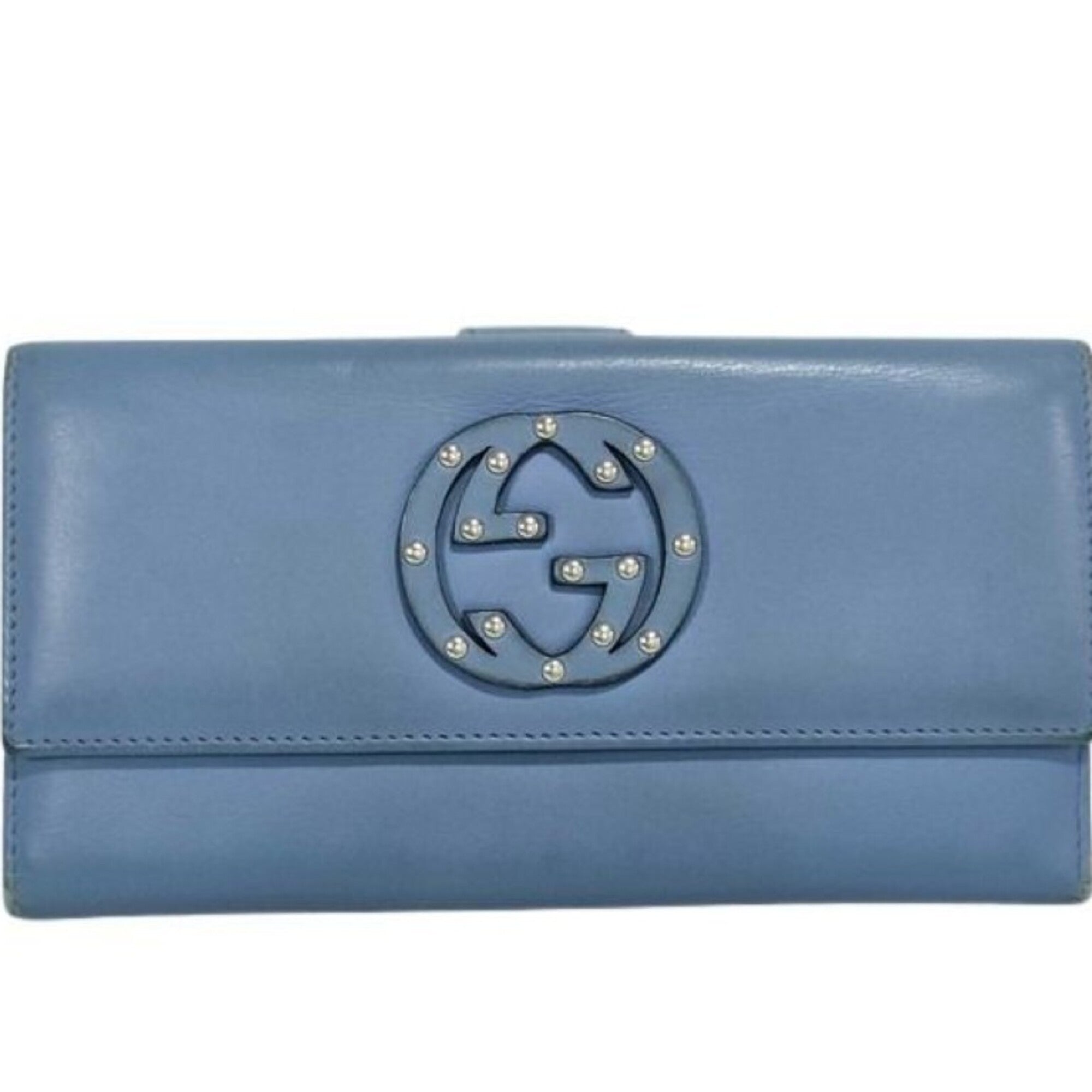 Gucci Blue Leather Long Wallet (Bi-Fold) (Pre-Owned)