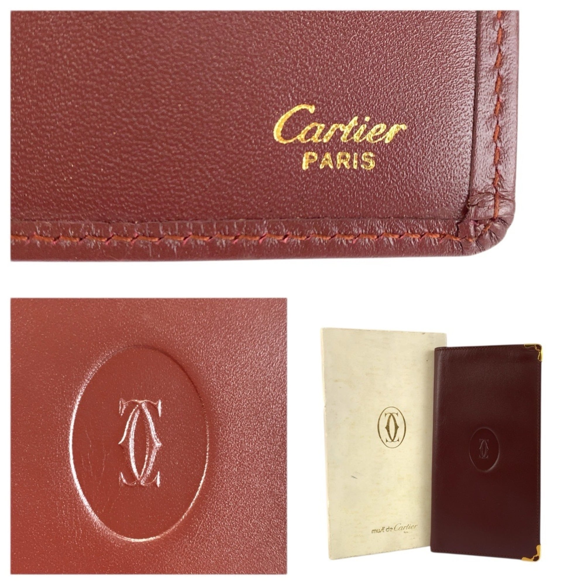 Cartier Bordeaux Leather Long Bill Wallet (Bi-Fold) (Pre-Owned)