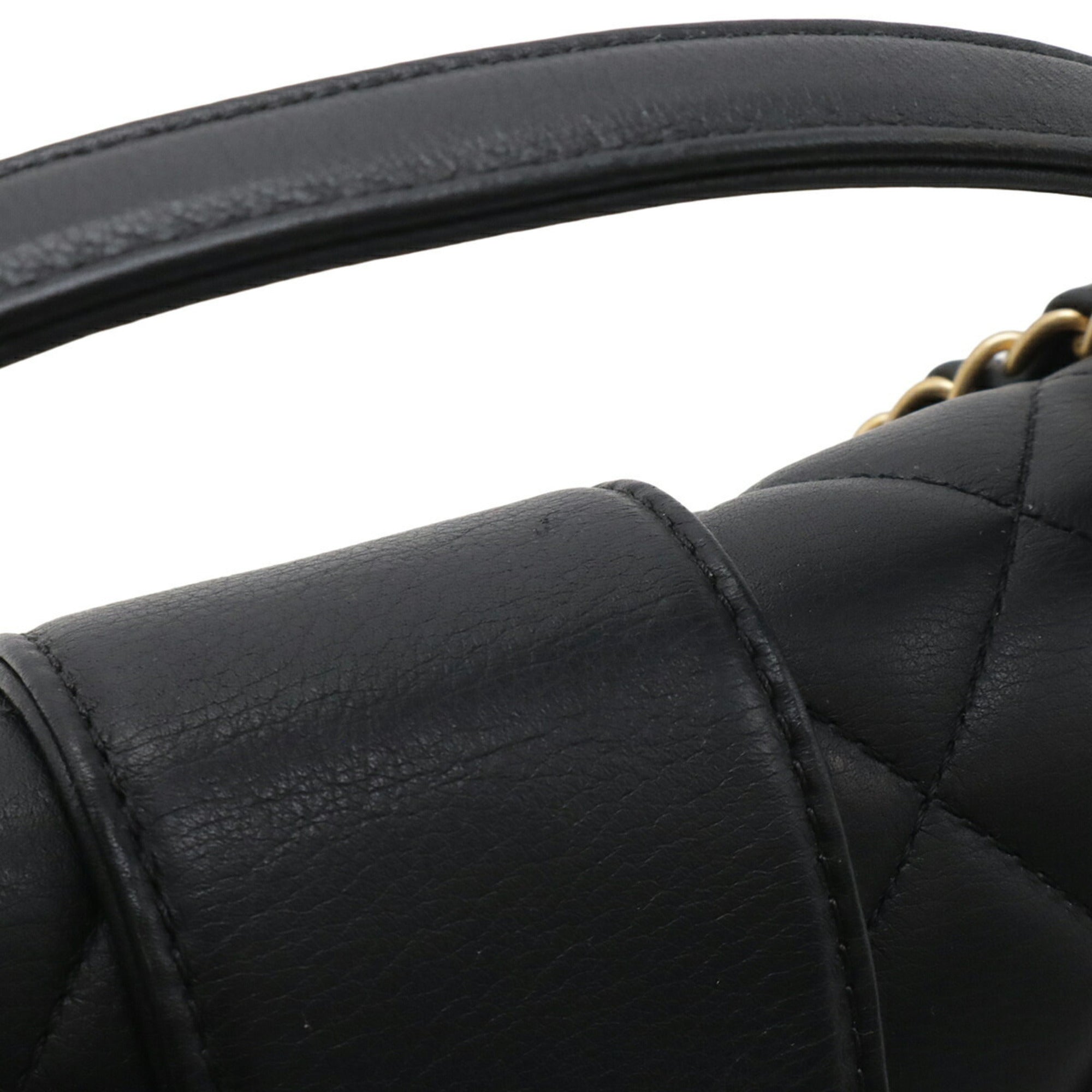Chanel Matelasse Black Leather Handbag Shoulder Bag (Pre-Owned)