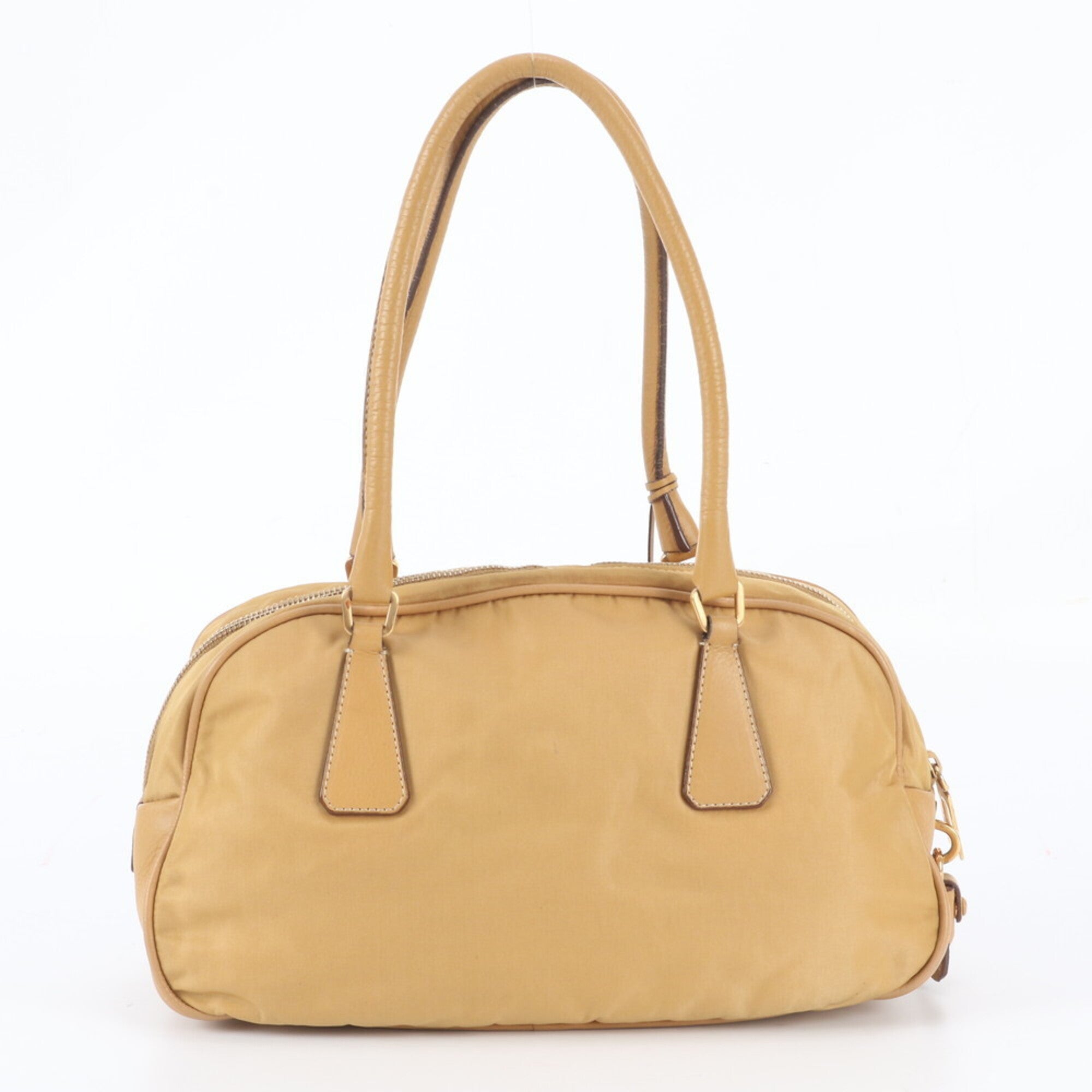 Prada Yellow Nylon Leather Handbag Shoulder Bag Tote Bag (Pre-Owned)