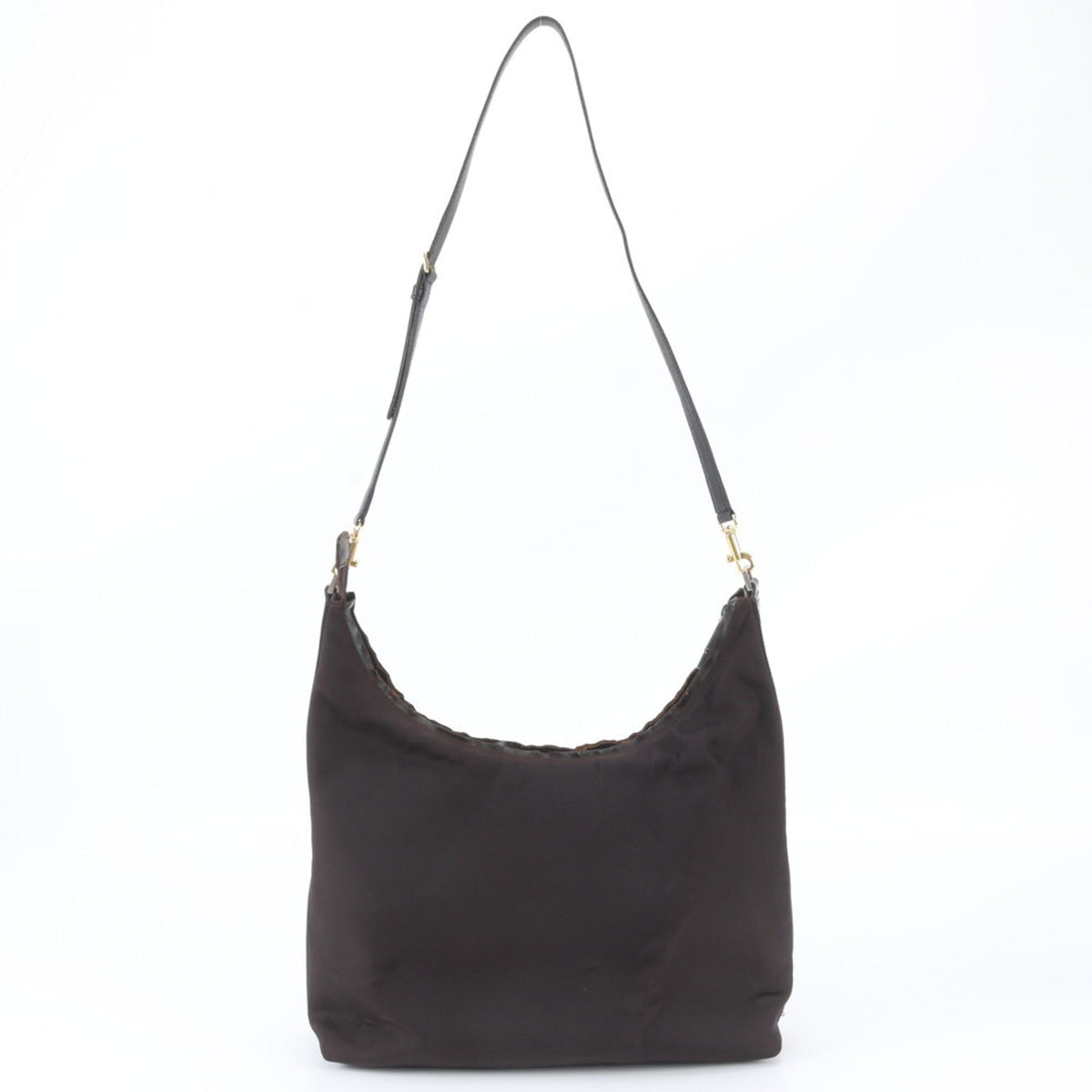 Gucci Dark Brown Leather Canvas Handbag Shoulder Bag (Pre-Owned)