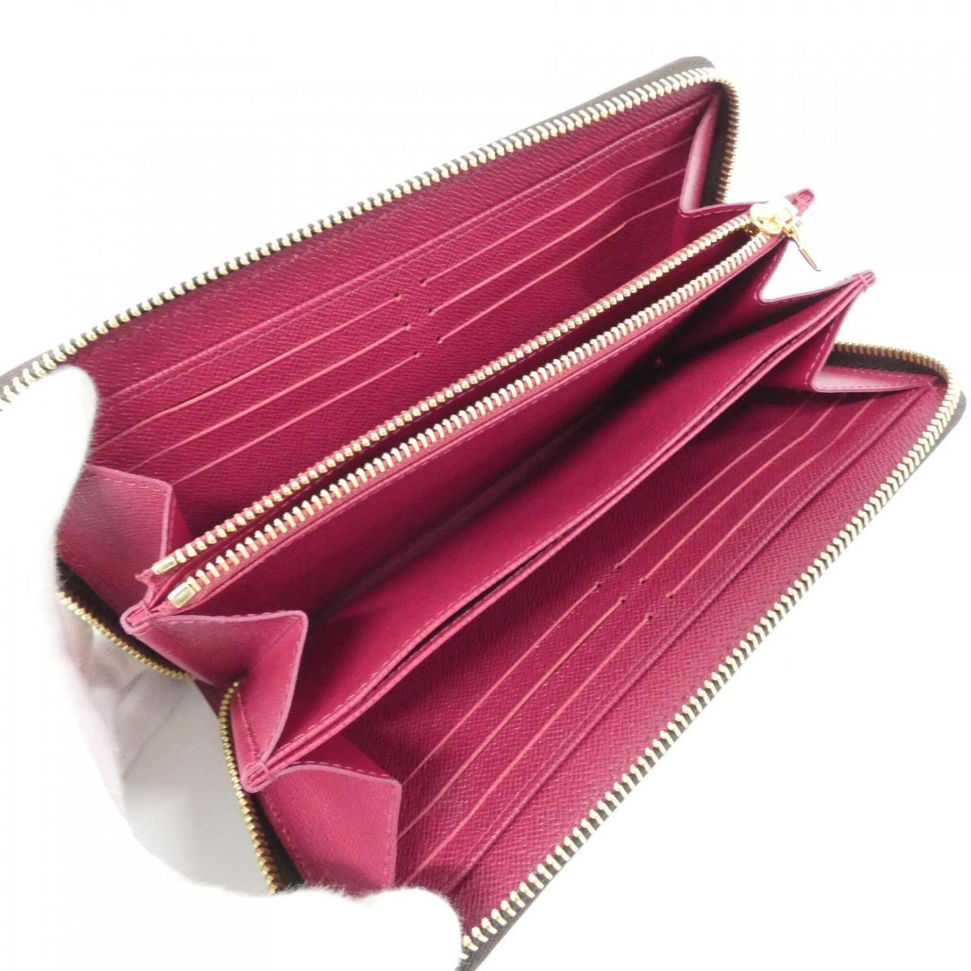 Louis Vuitton Fuchsia Marron Coated Canvas Long Wallet (Bi-Fold) (Pre-Owned)