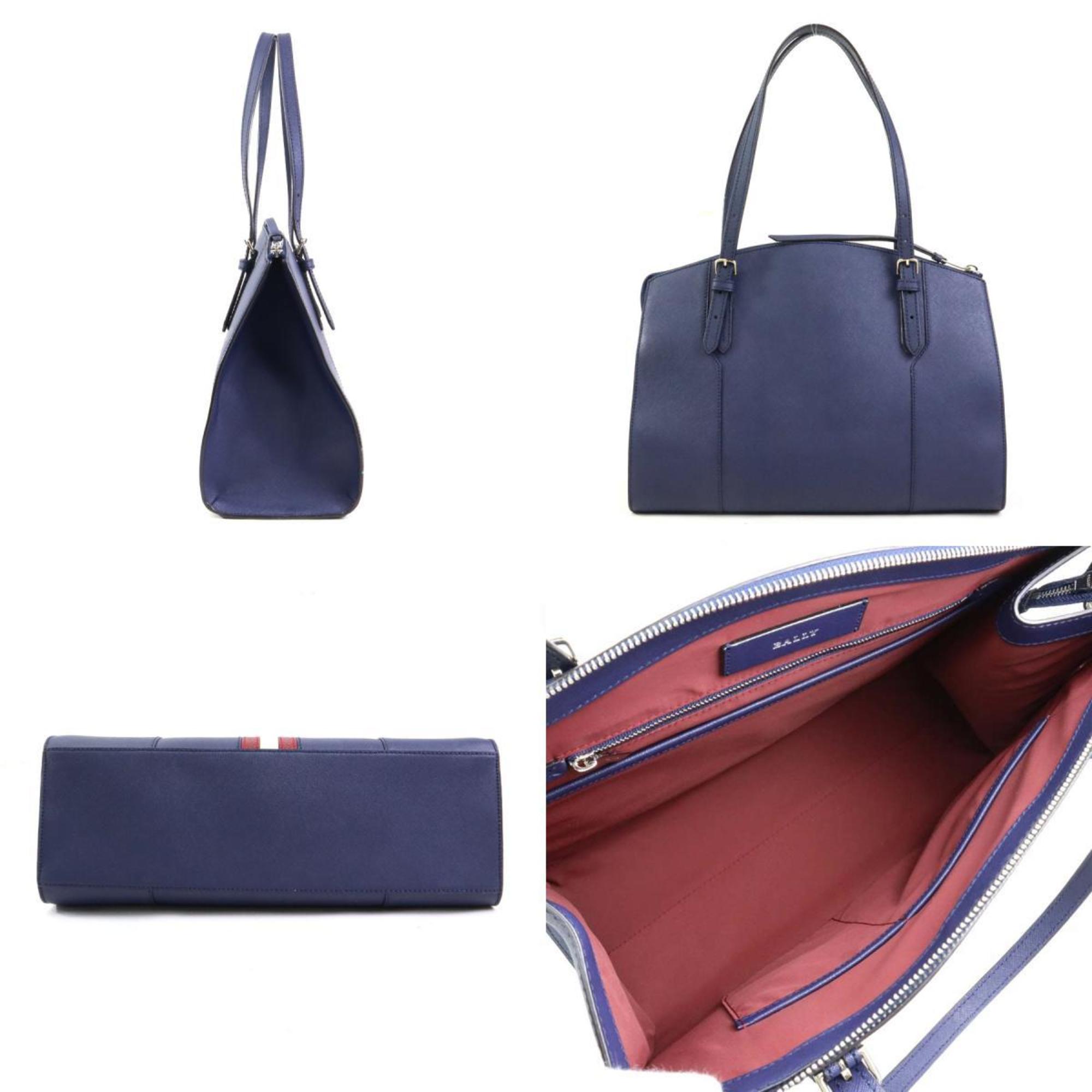 Bally Navy Leather Shoulder Bag (Pre-Owned)