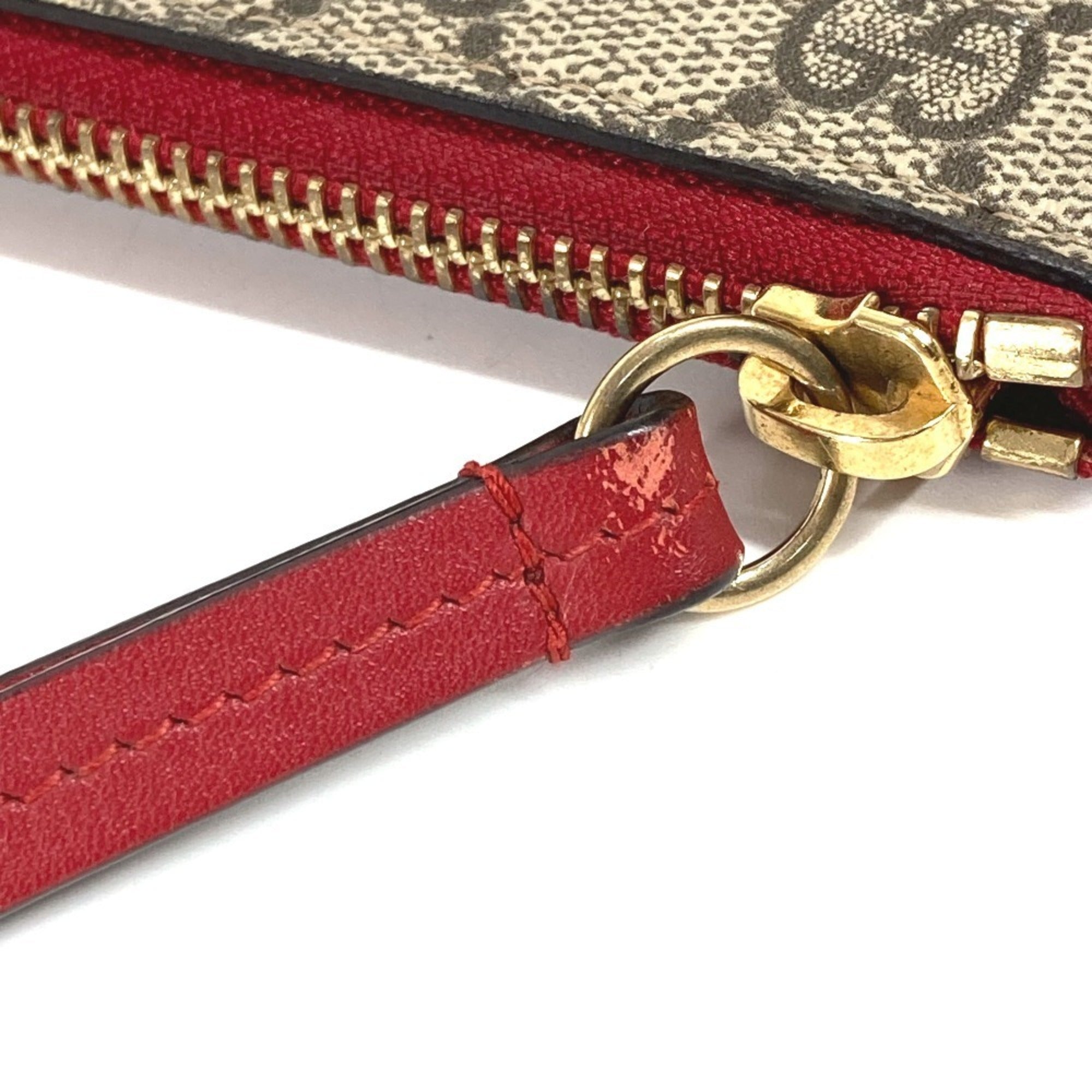 Gucci Beige Red Color Gg Supreme Clutch Bag (Pre-Owned)