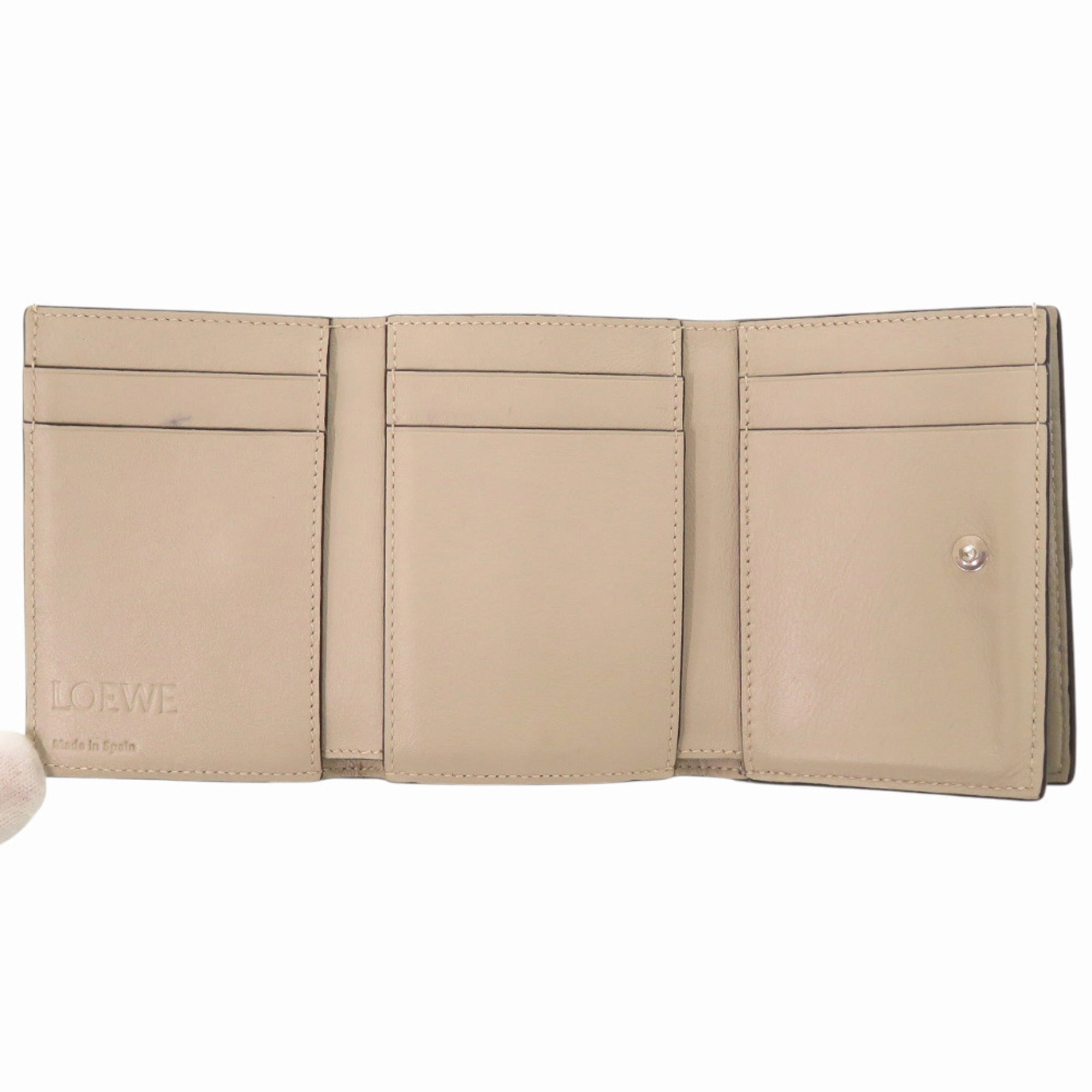 Loewe Brown Green Leather Wallet (Tri-Fold) (Pre-Owned)
