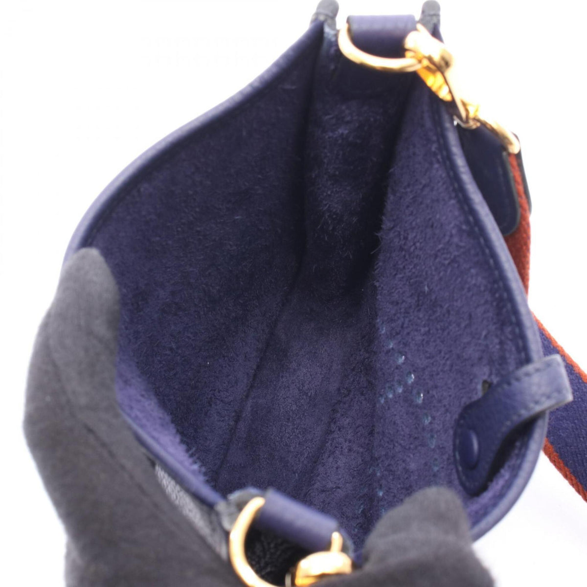 Hermes Iris Navy Taurillon Clemence Leather Handbag Shoulder Bag (Pre-Owned)