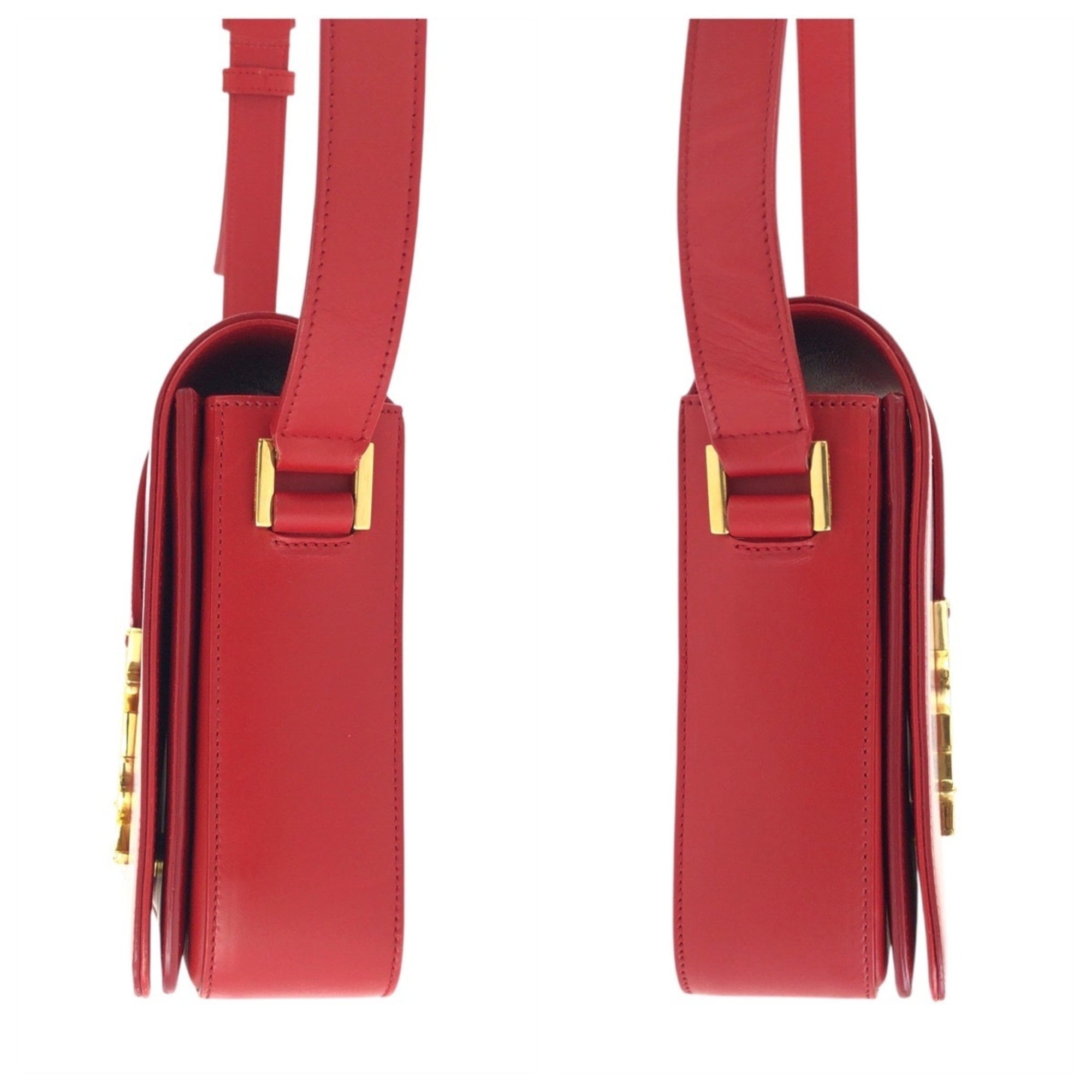 Saint Laurent Red Color Leather Pochette Shoulder Bag (Pre-Owned)