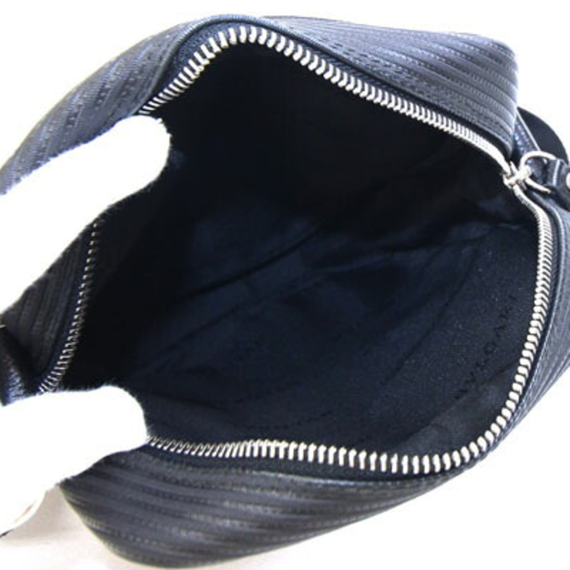 Bvlgari Millerighe Black Coated Canvas Leather Shoulder Bag (Pre-Owned)