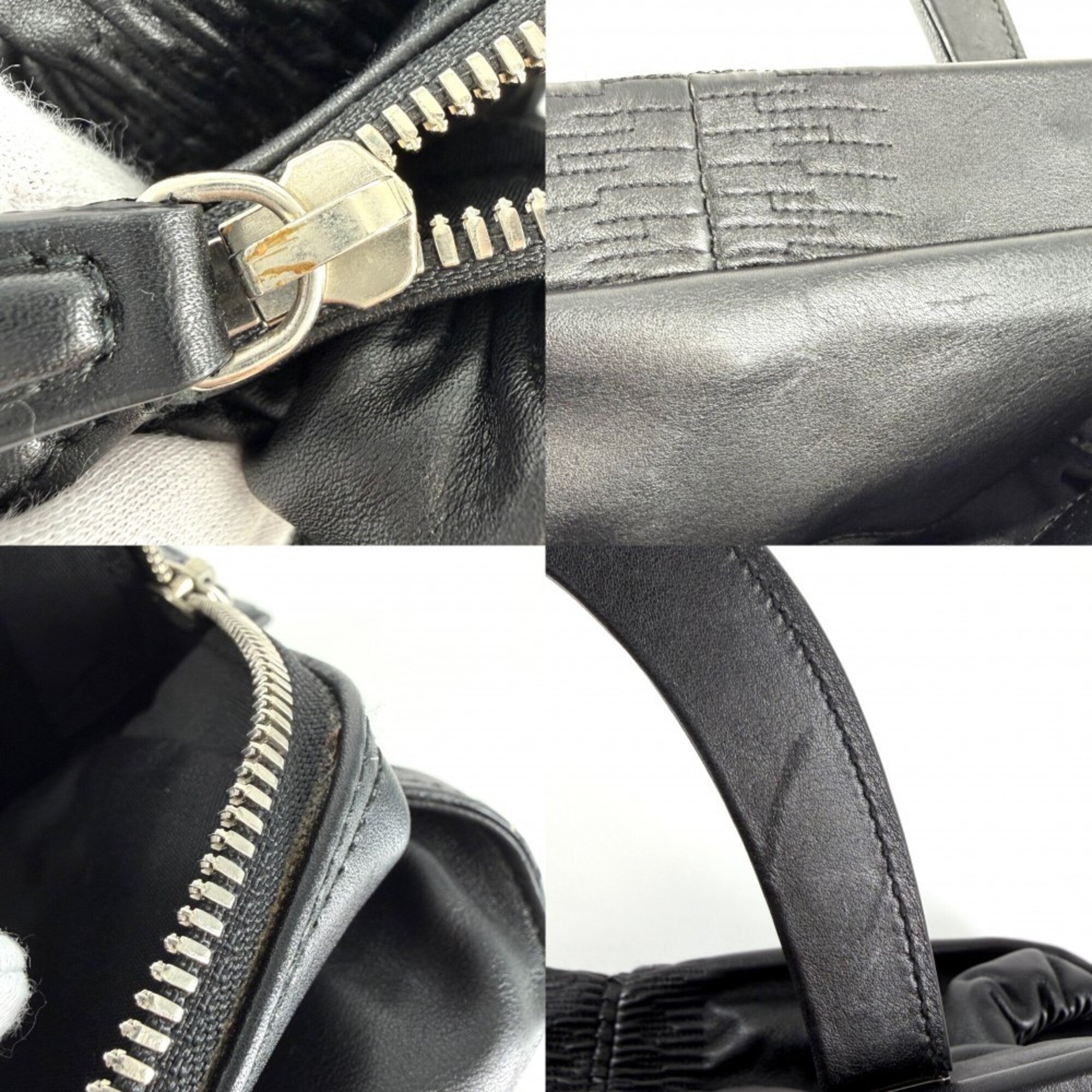 Christian Dior Black White Leather Handbag (Pre-Owned)