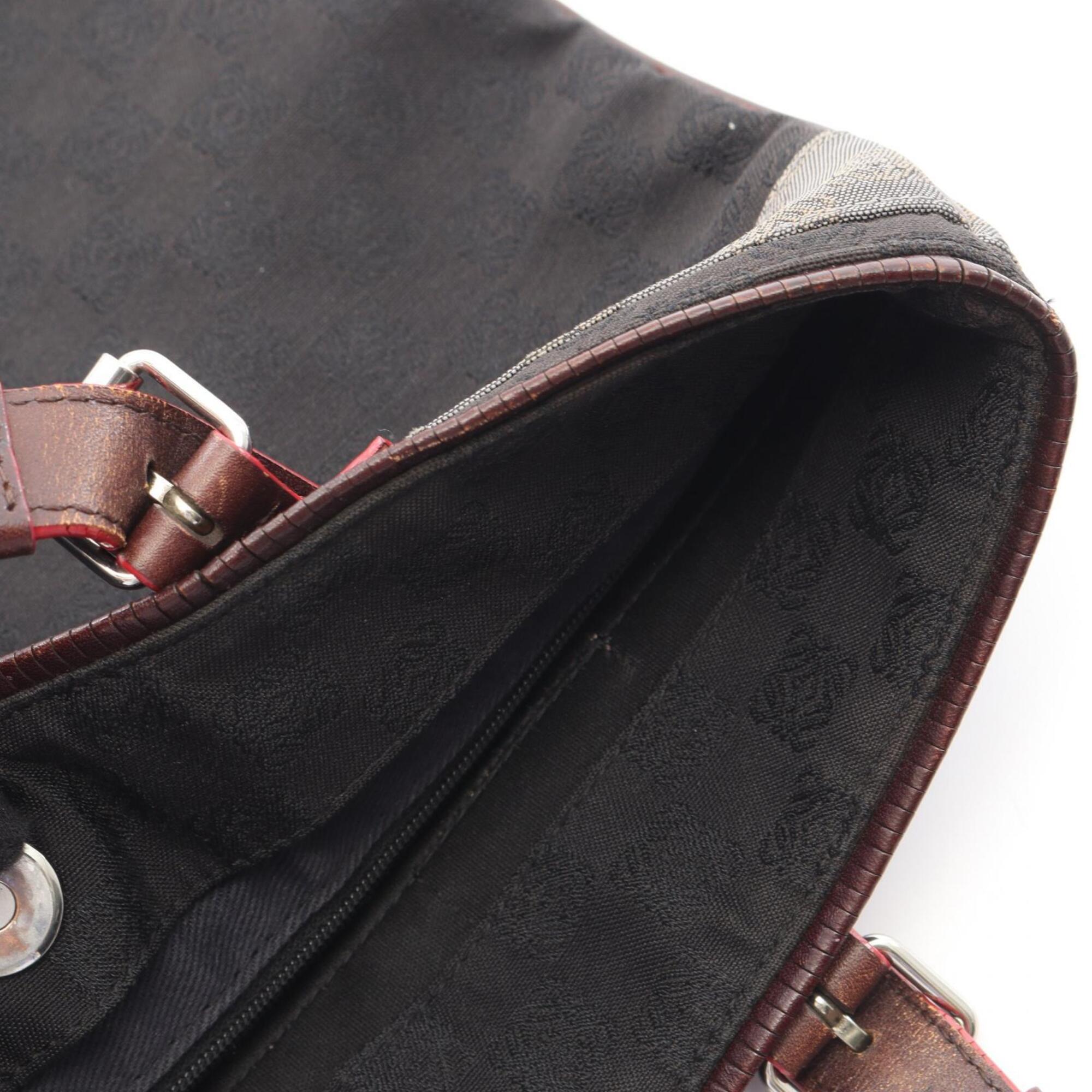Loewe Black Brown Canvas Leather Handbag Tote Bag (Pre-Owned)