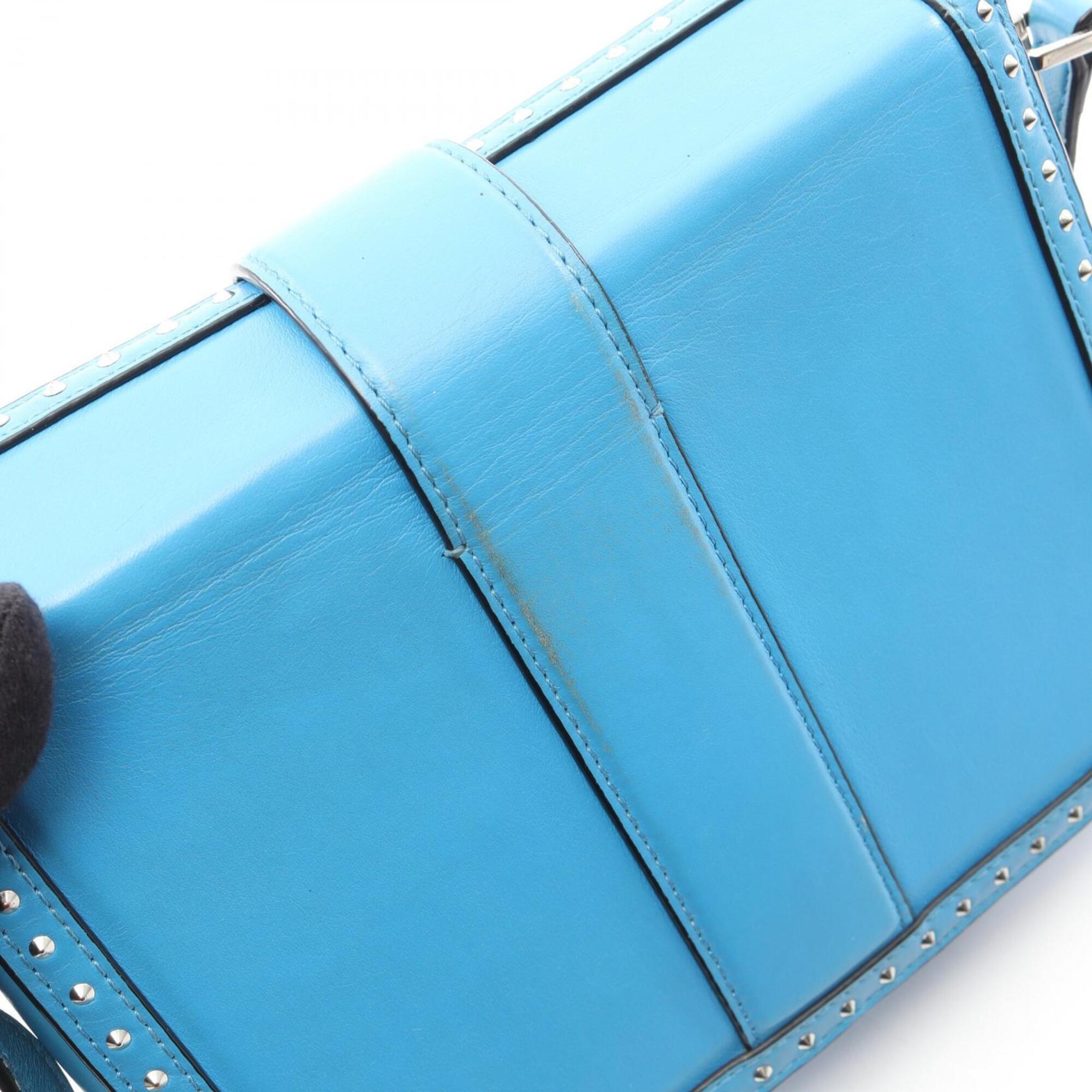 Mcm Blue Leather Handbag Shoulder Bag (Pre-Owned)