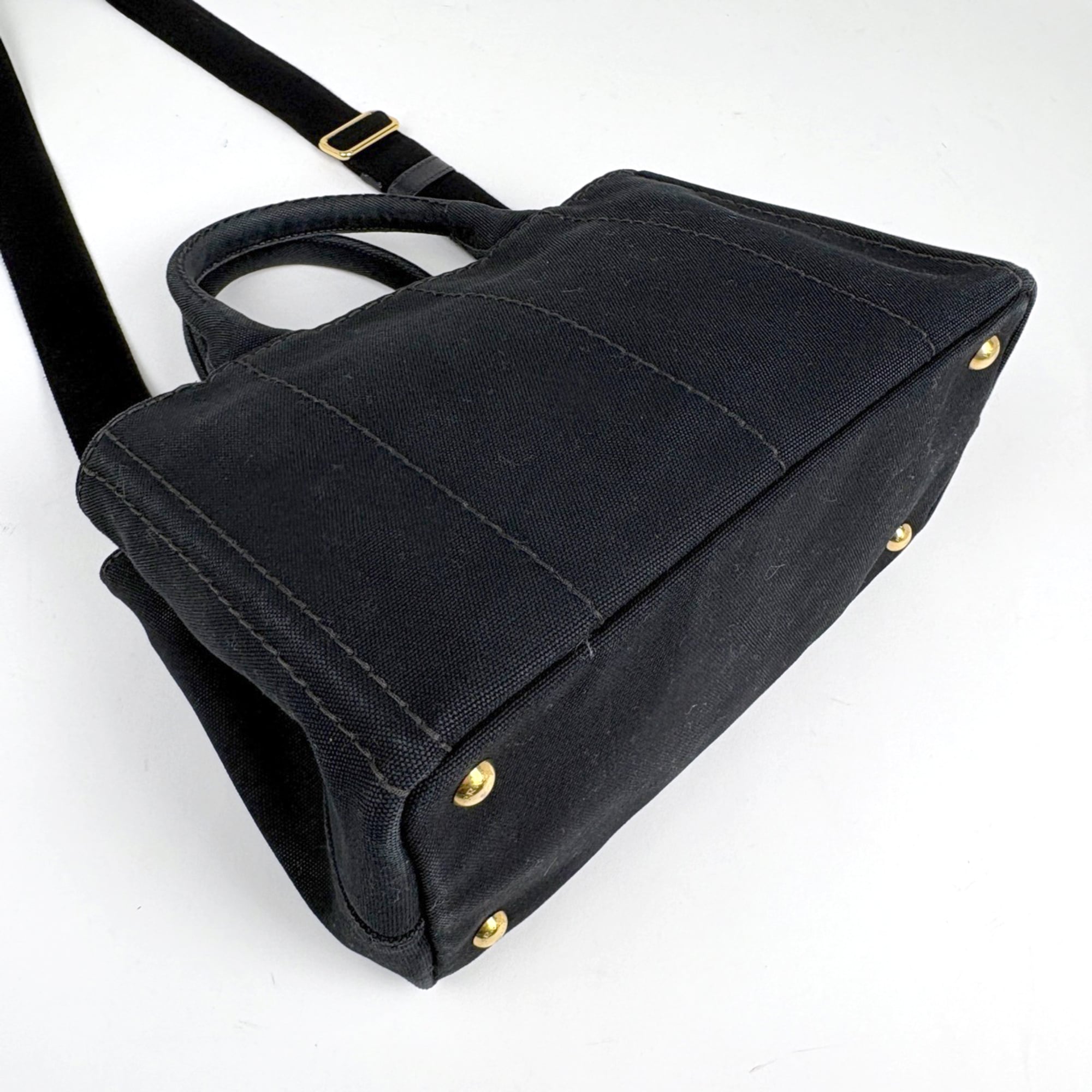 Prada Canapa Black Canapa Tote Bag (Pre-Owned)