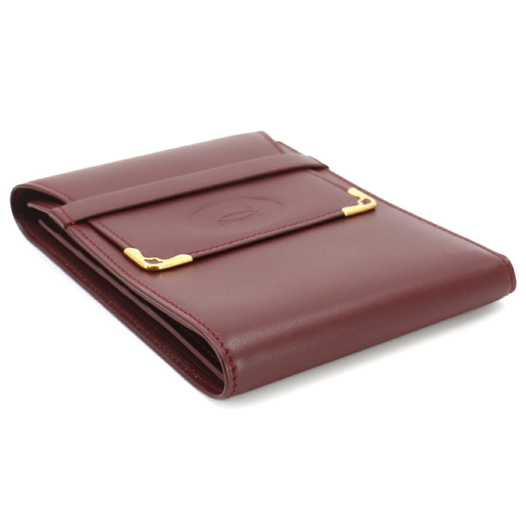 Cartier Bordeaux Leather Bill Wallet (Tri-Fold) (Pre-Owned)