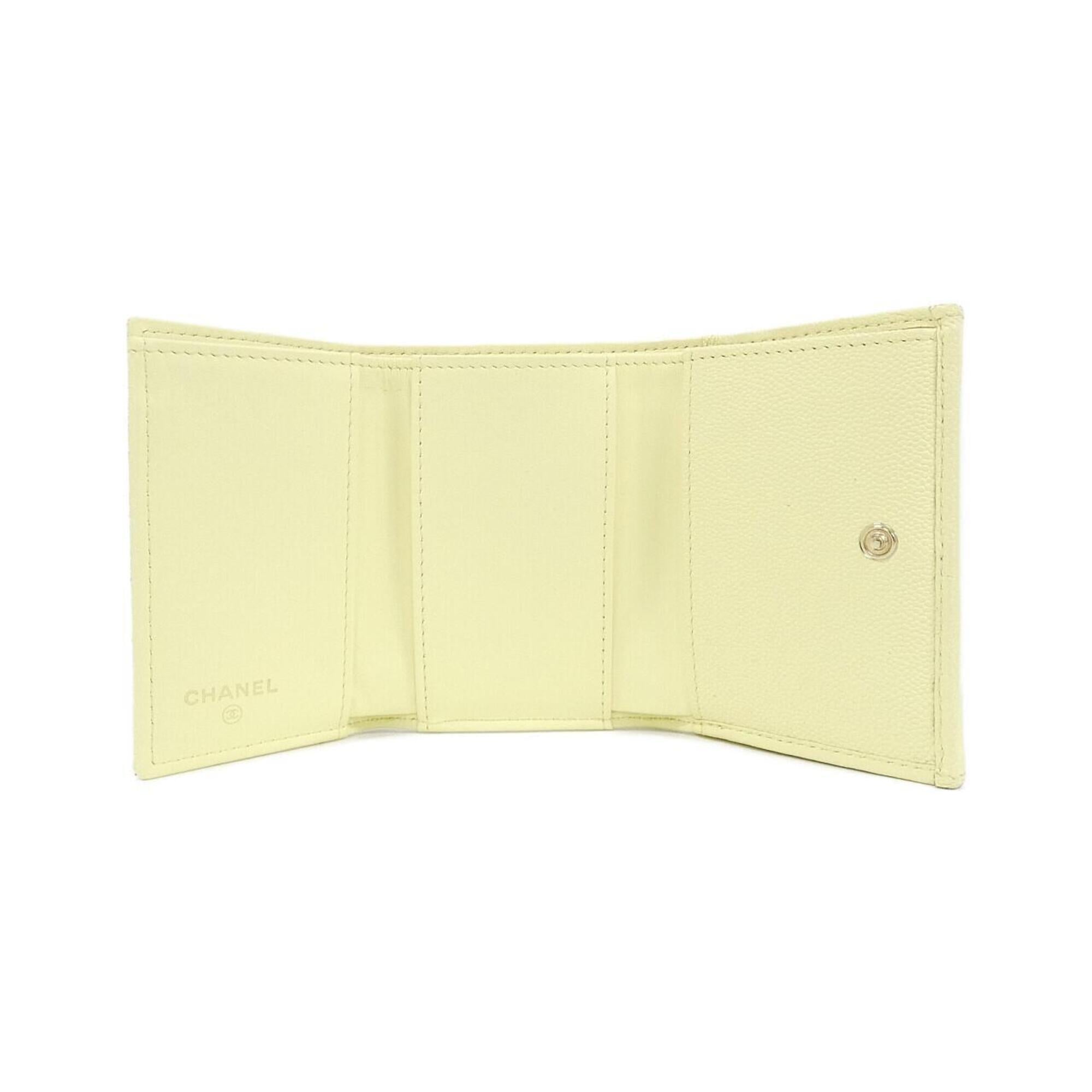 Chanel Yellow Grained Calfskin Wallet (Tri-Fold) (Pre-Owned)